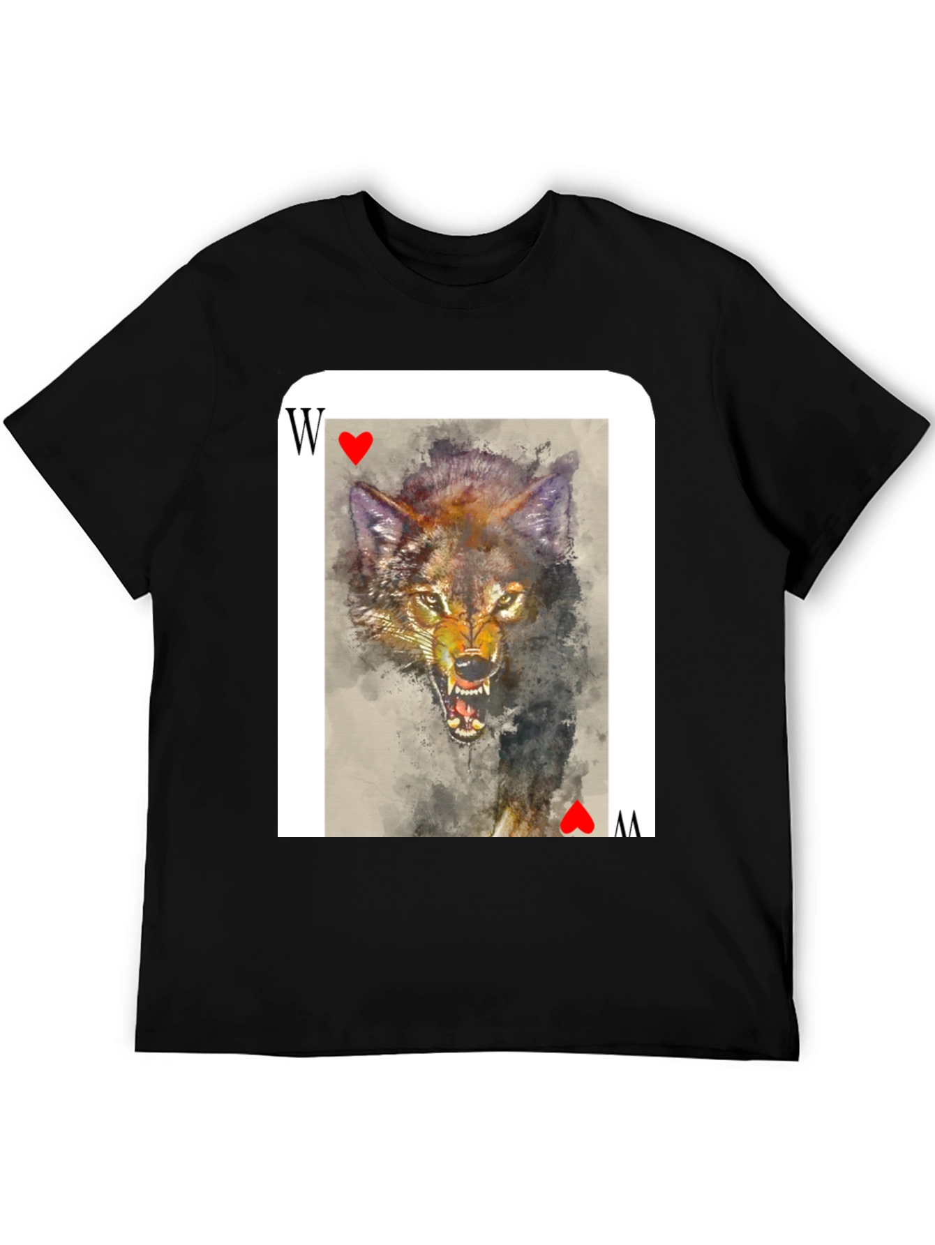 Black Wolf Card T-Shirt - Unique Animal Graphic Tee view 5