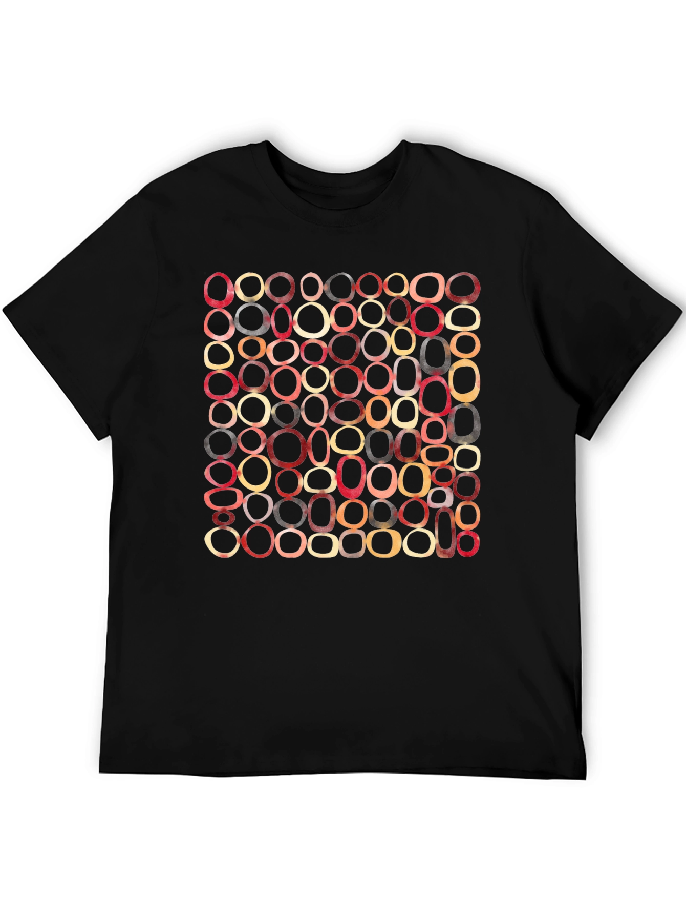 Black Retro Oval Pattern T-Shirt - Modern Abstract Graphic Tee view 5