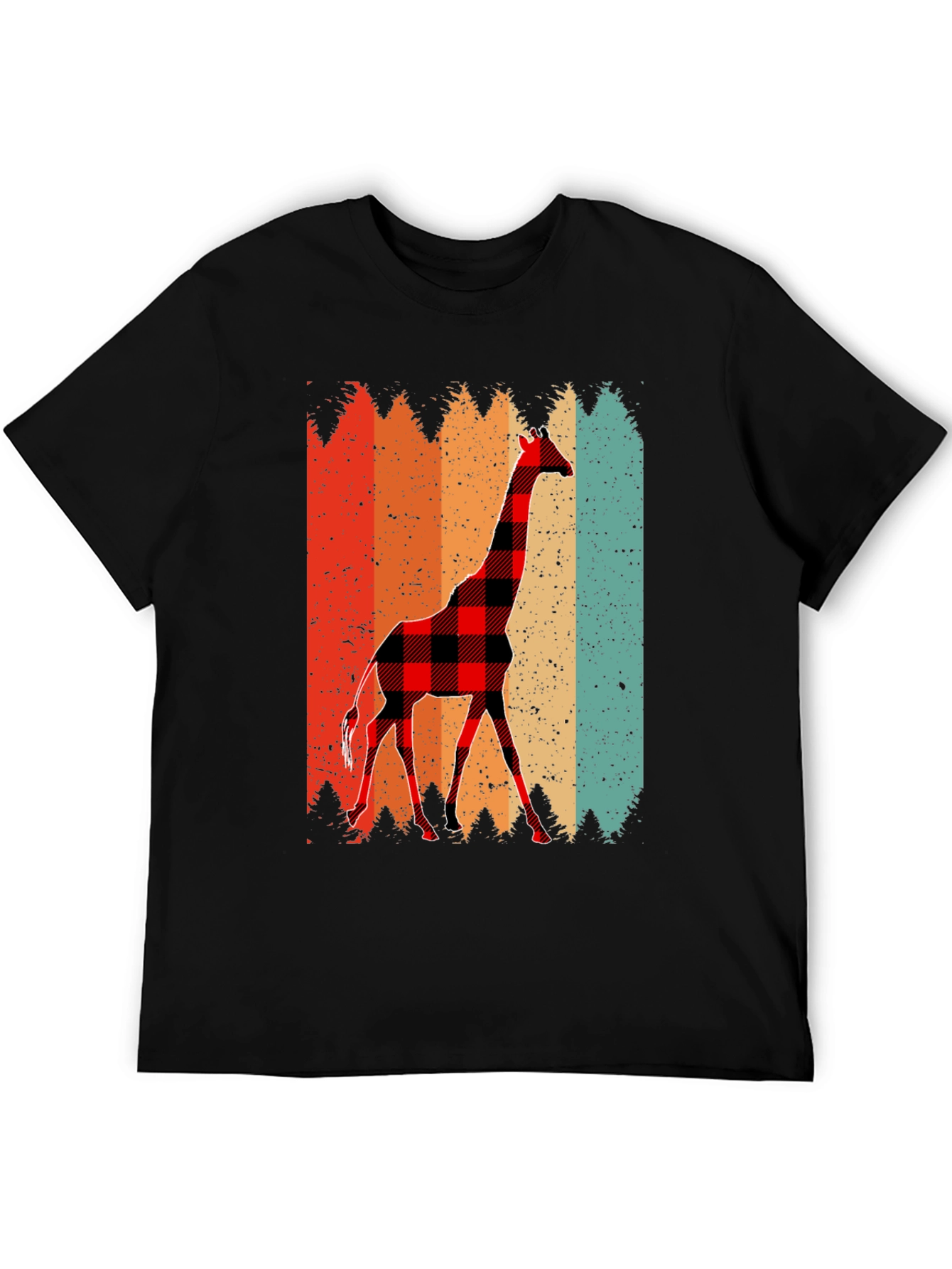 Black Buffalo Plaid Giraffe Men's T-Shirt view 5