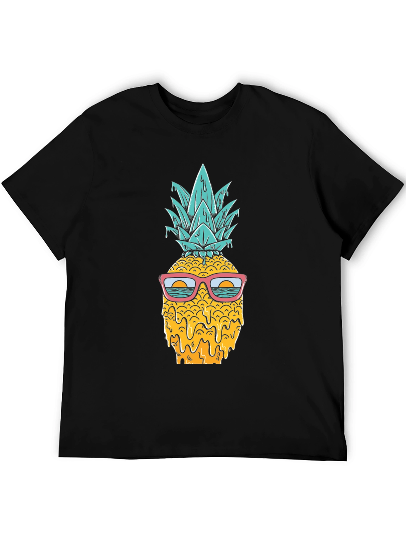 Black Cool Pineapple Graphic T-Shirt - Tropical Vibes view 5