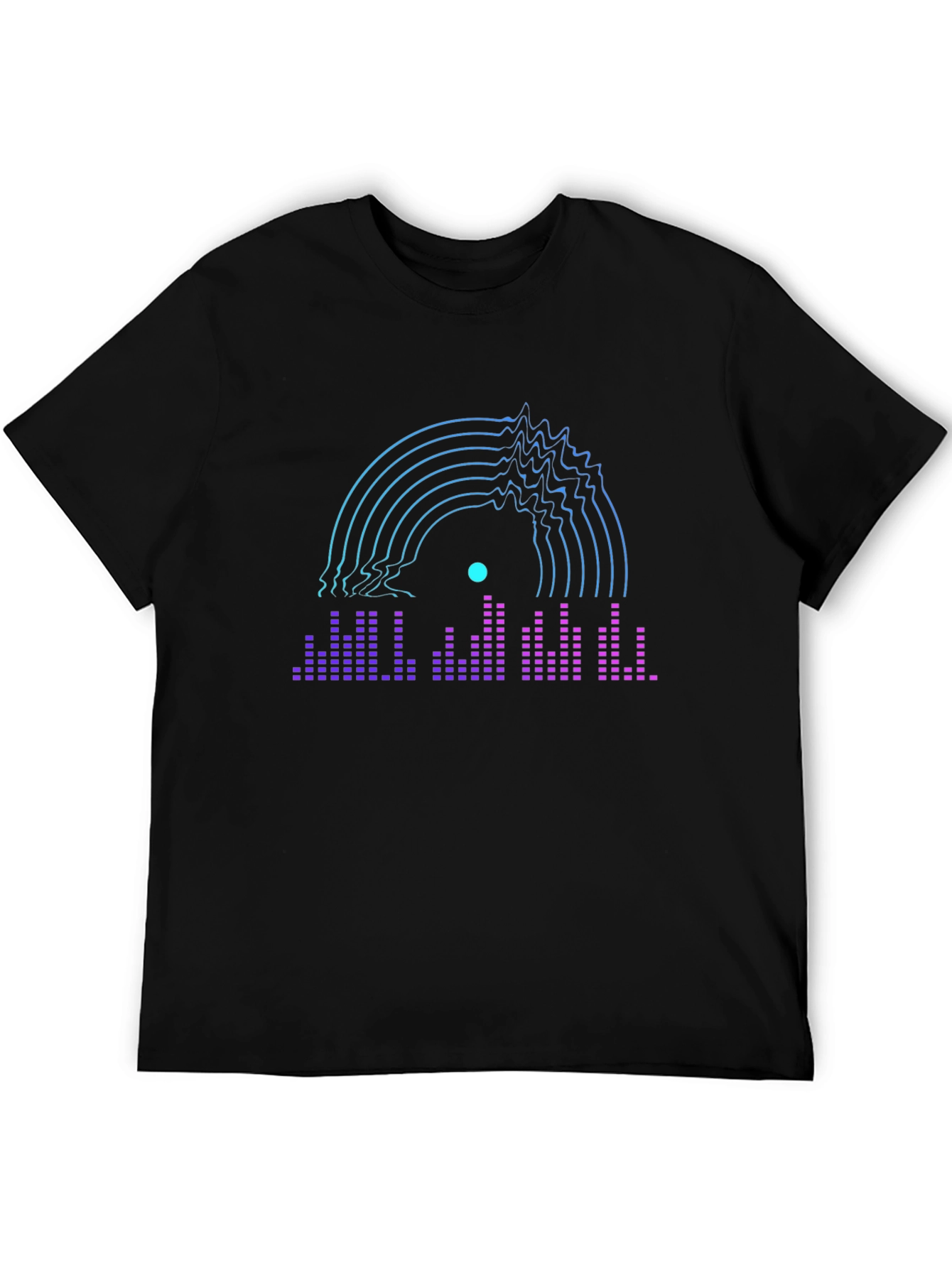 Black Retro Vinyl Record Glitch Graphic Tee - Black view 5