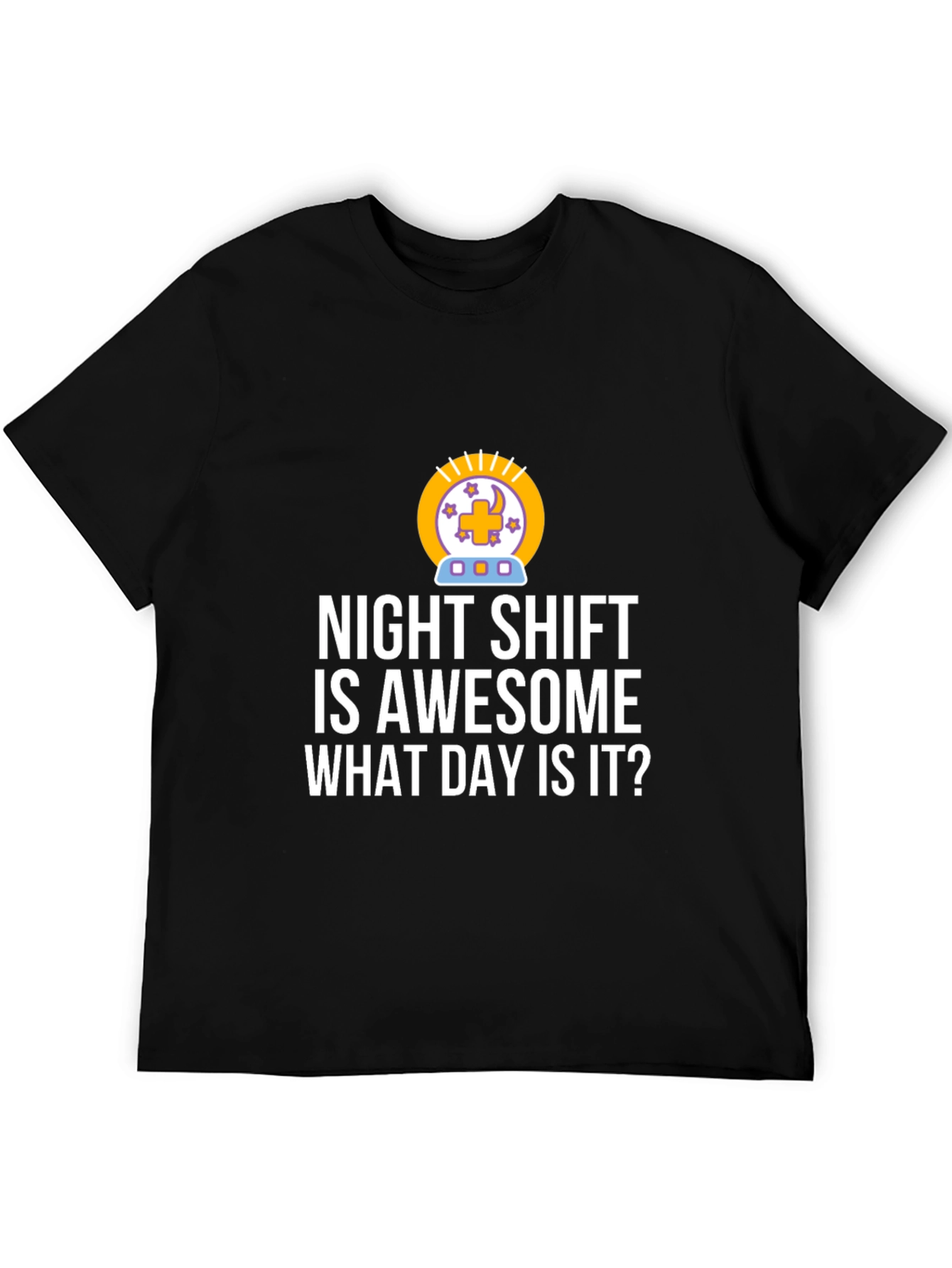 Black Night Shift Awesome T-Shirt - Funny Work Tee view 5