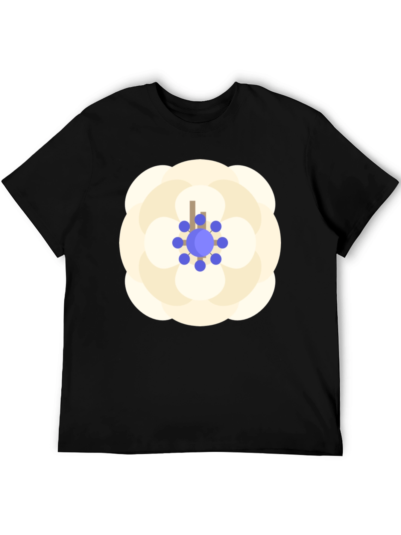 Black Black T-Shirt with Floral Emblem Design view 5