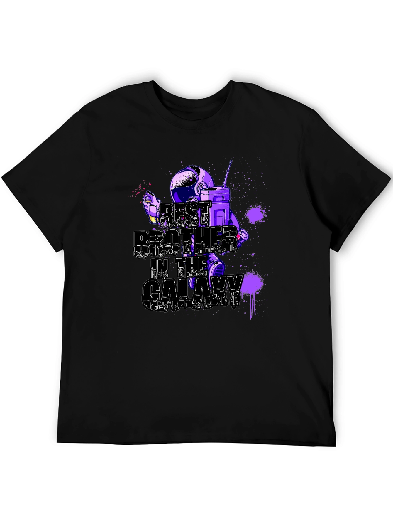 Black Best Brother in the Galaxy Astronaut T-Shirt - Black view 5