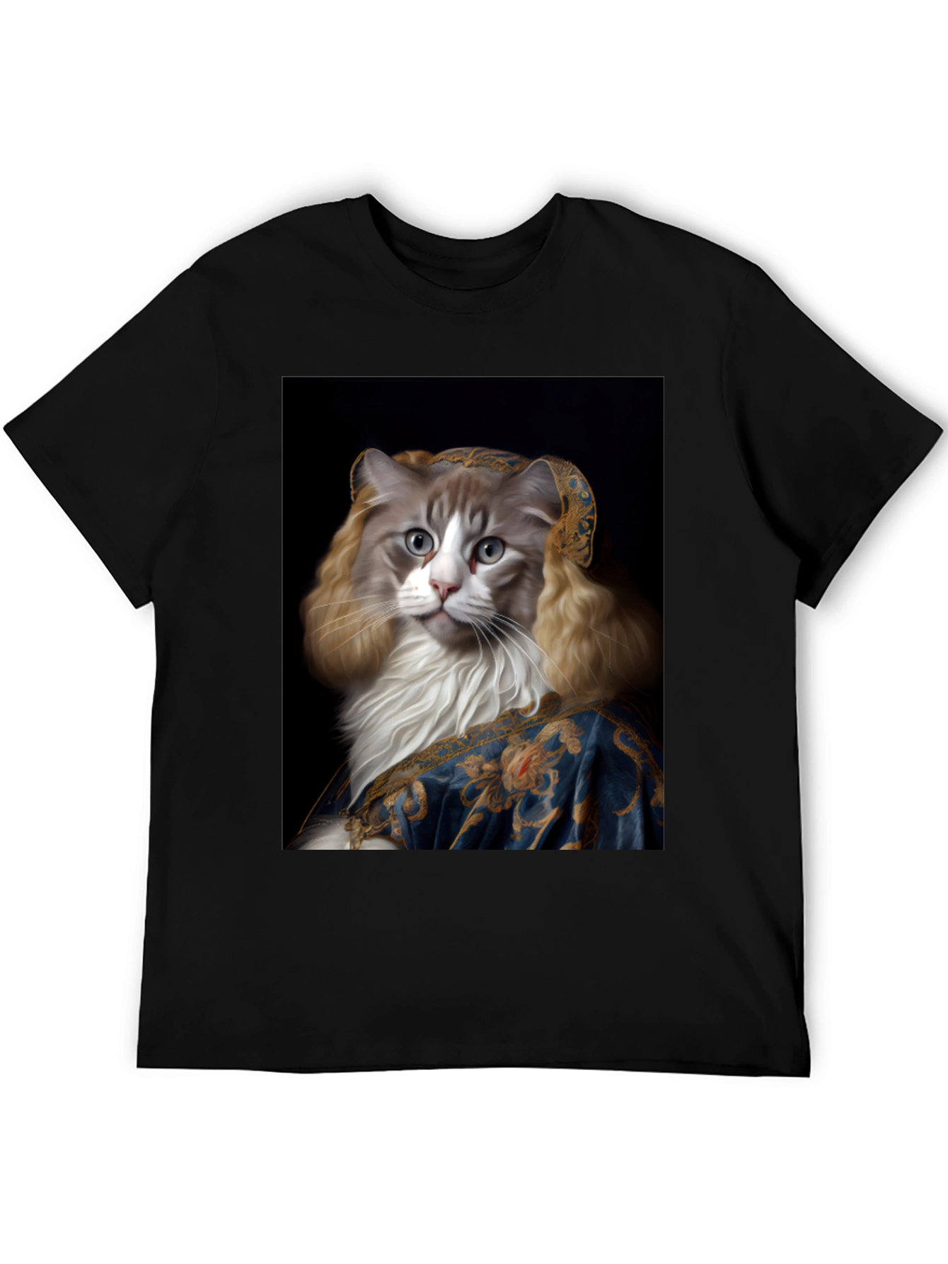 Black Renaissance Cat Portrait Graphic Tee view 5