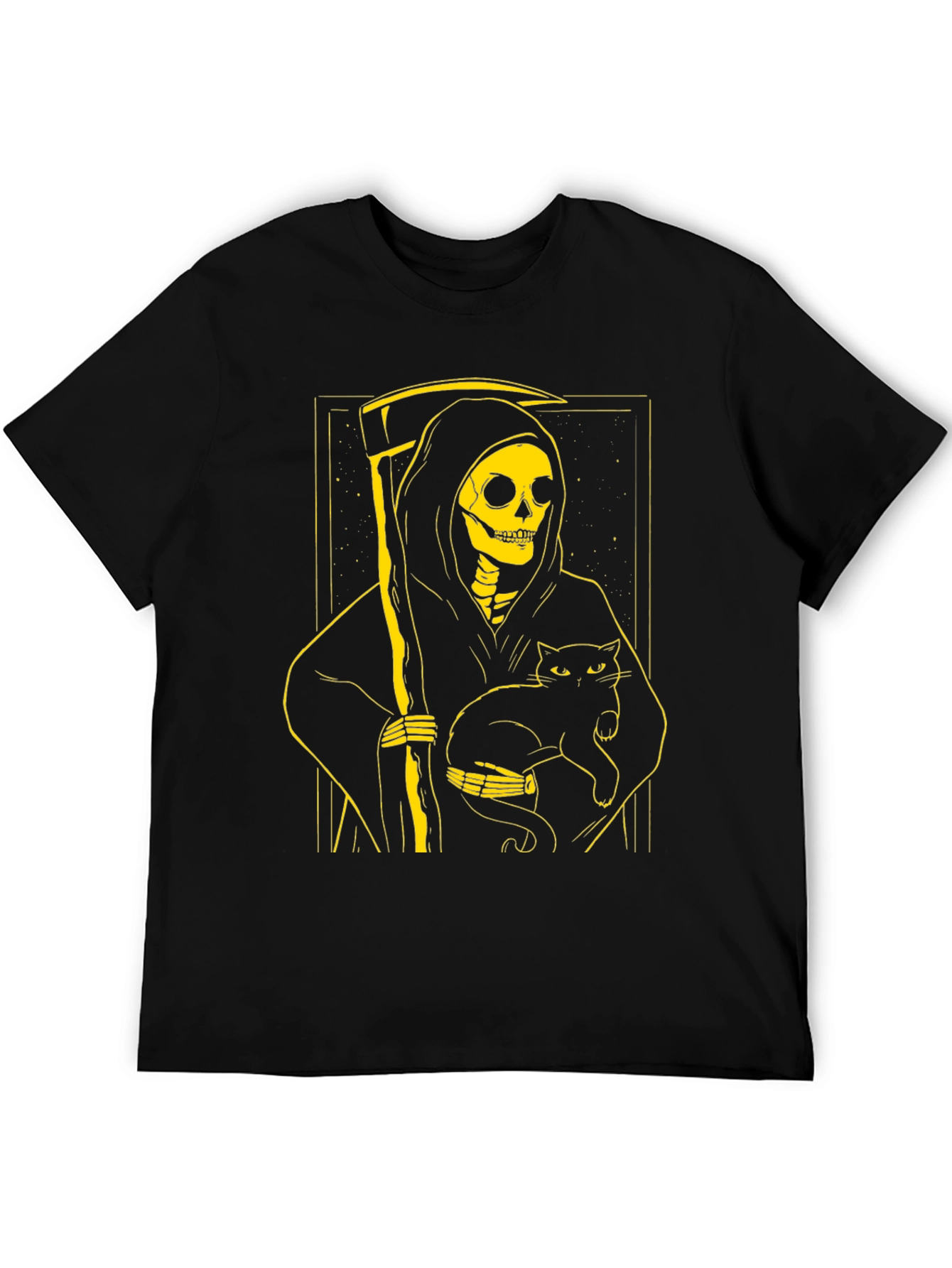 Black Grim Reaper Cat T-Shirt - Black Graphic Tee view 5