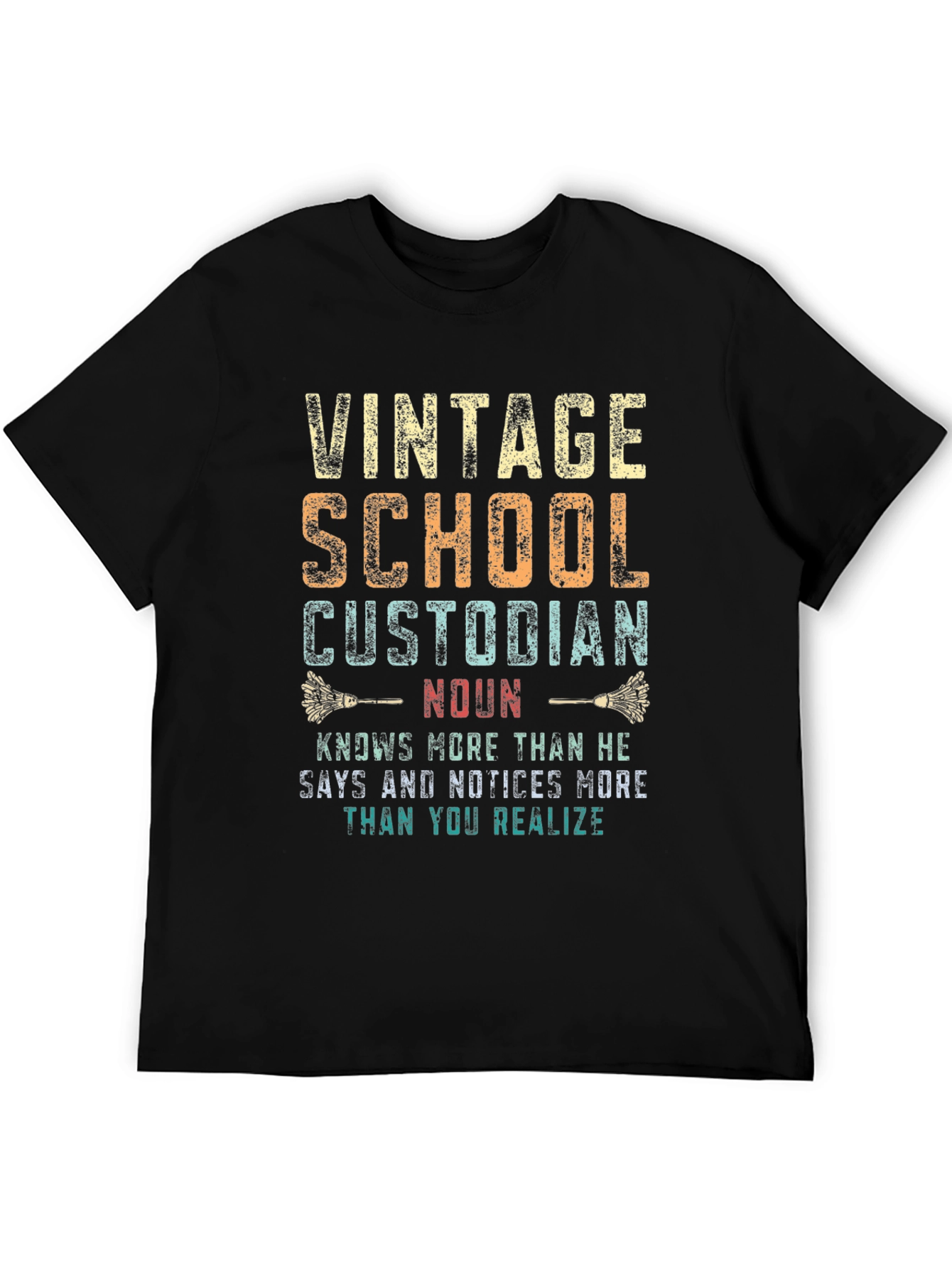 Black Vintage School Custodian T-Shirt - Unique Gift! view 5