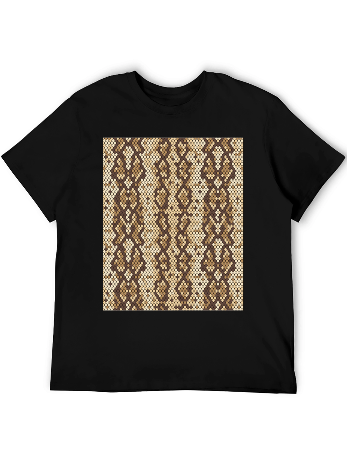 Black Snakeskin Pattern Black T-Shirt view 5