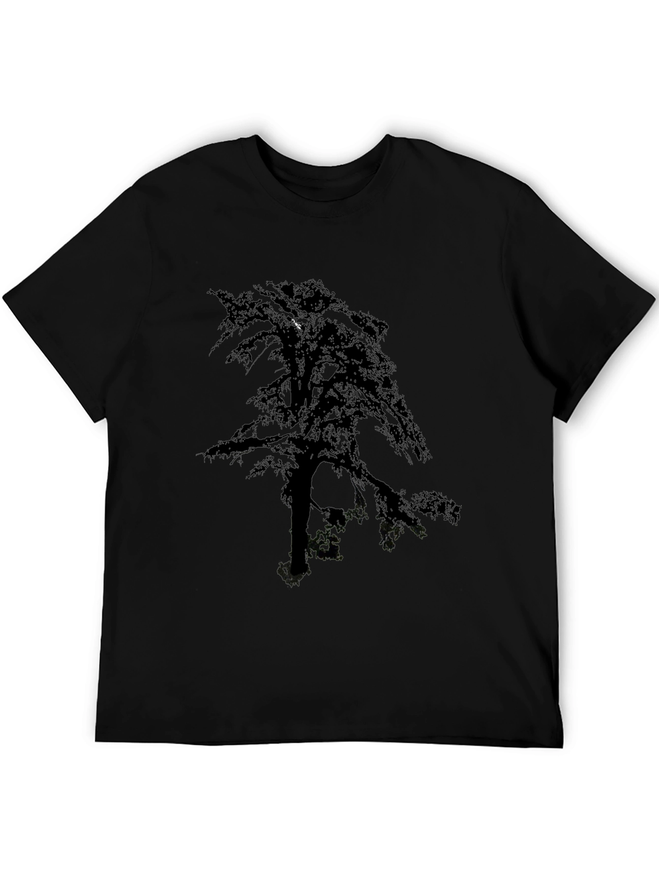Black Silhouette Tree Graphic Tee - Men's Black Cotton T-Shirt view 5