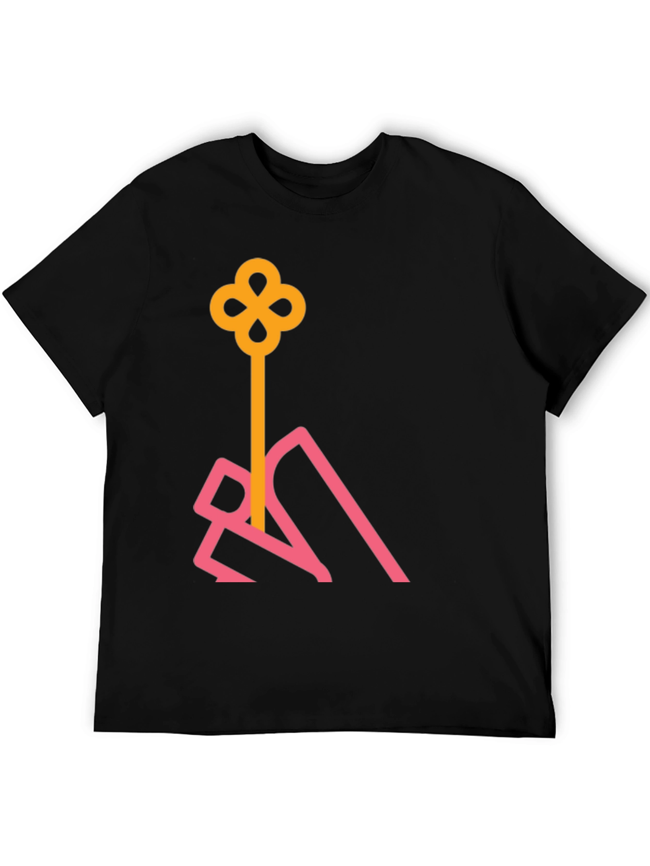 Black Stylish Black T-Shirt with Abstract Key Design view 5