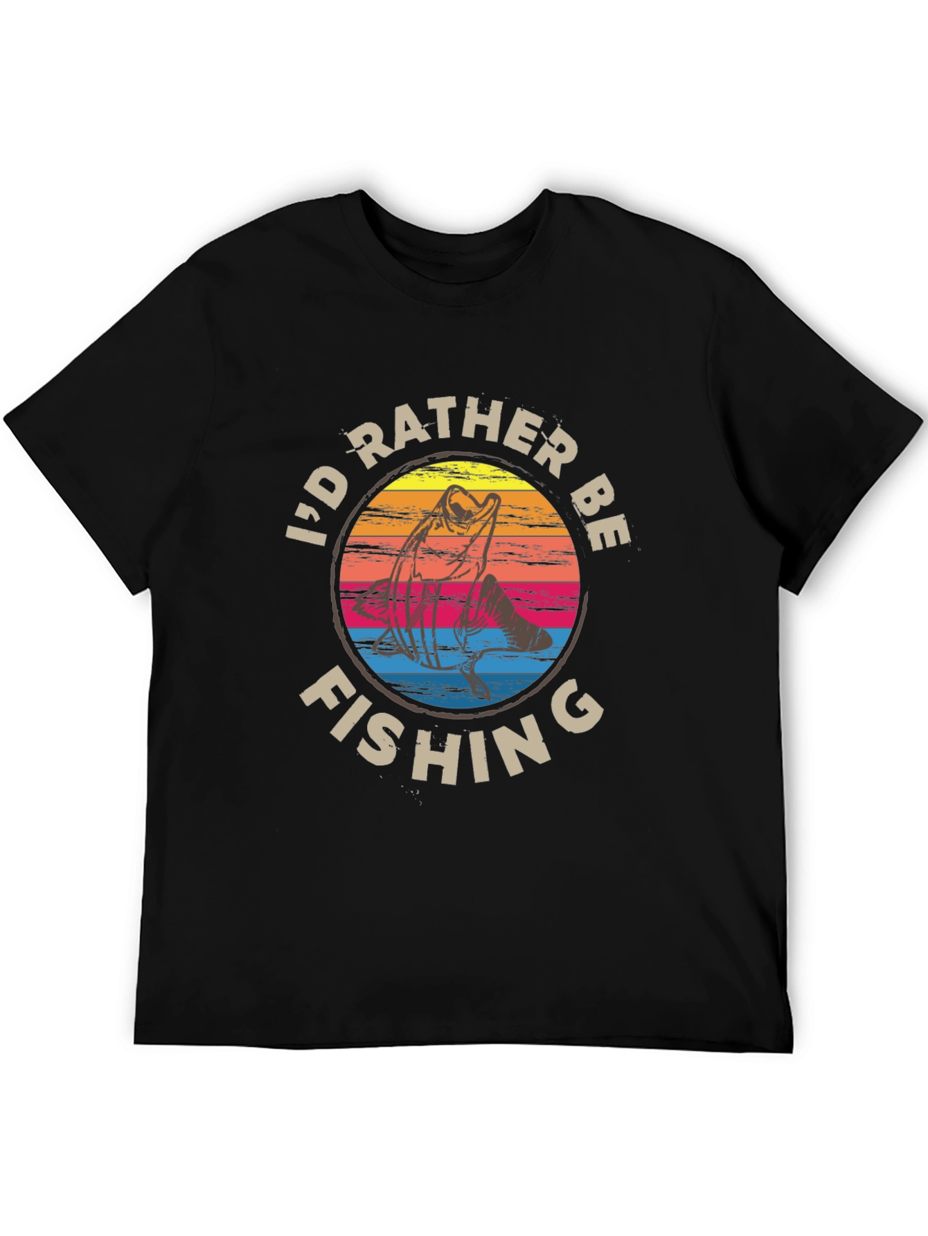 Black I'd Rather Be Fishing Graphic Tee - Black view 5