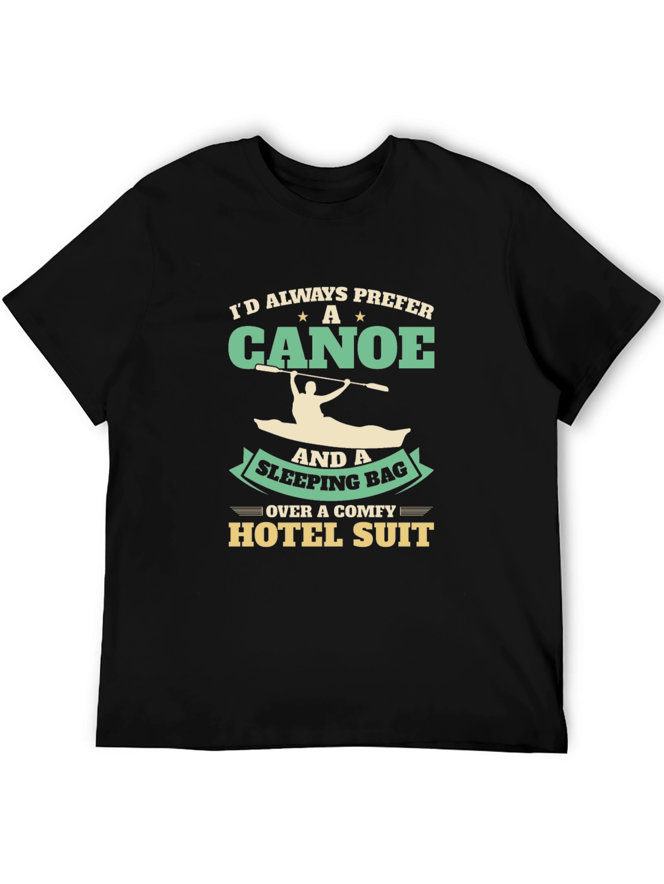 Black Canoe & Sleeping Bag T-Shirt - Outdoor Adventure Tee view 5