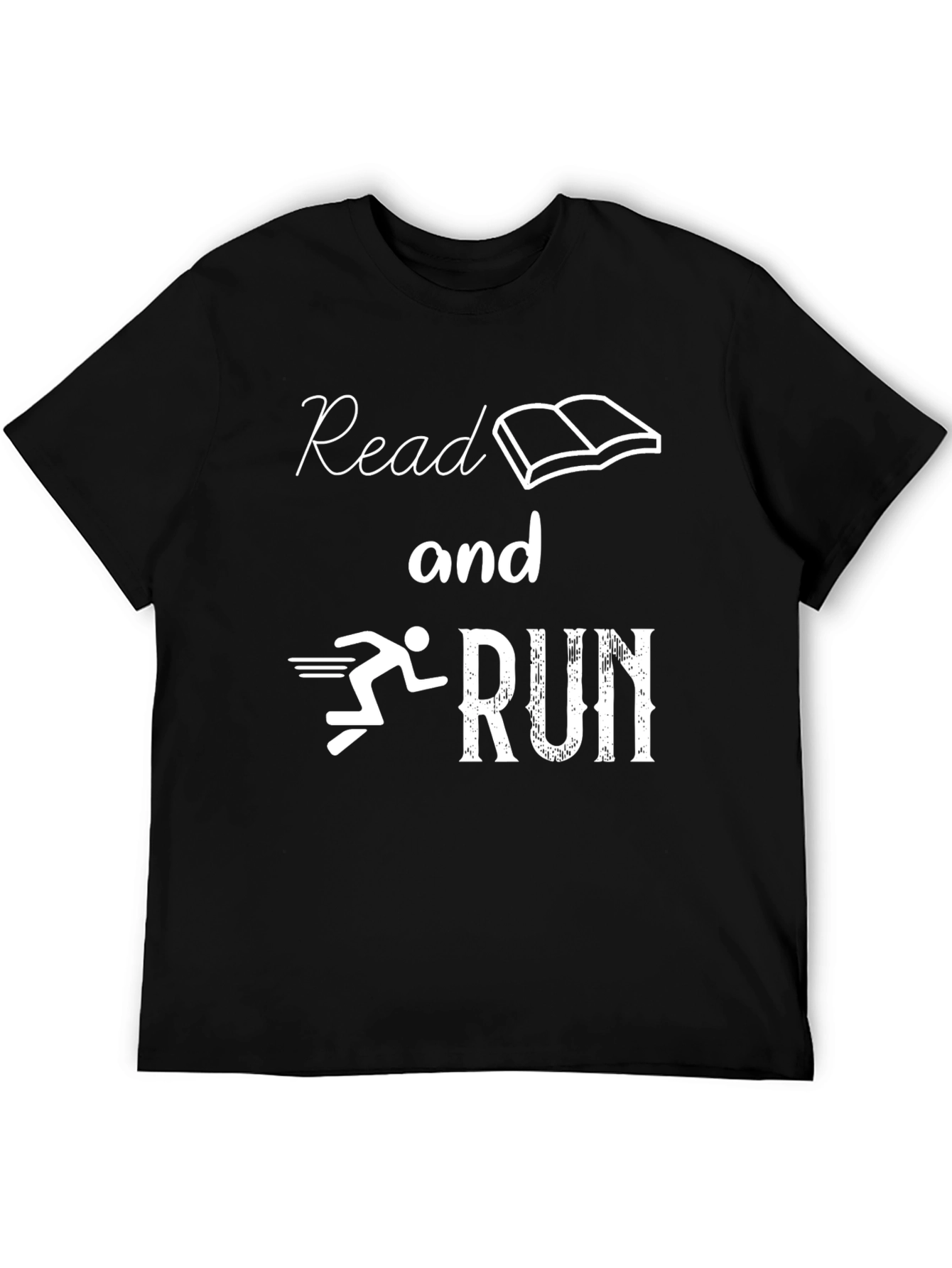 Black Read and Run Graphic Tee - Black Cotton Blend T-Shirt view 5