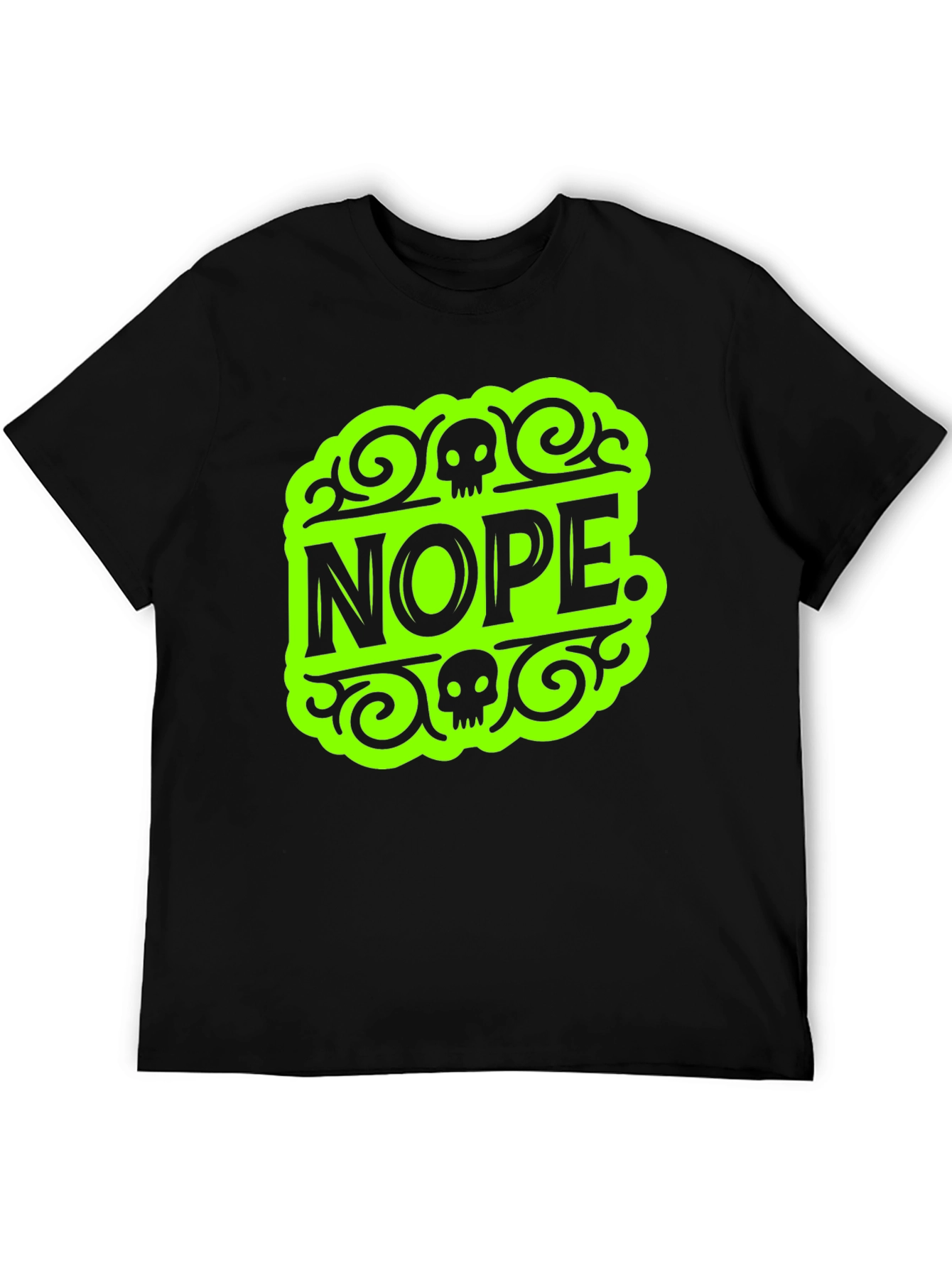 Black Nope Skull Graphic T-Shirt - Black Tee view 5