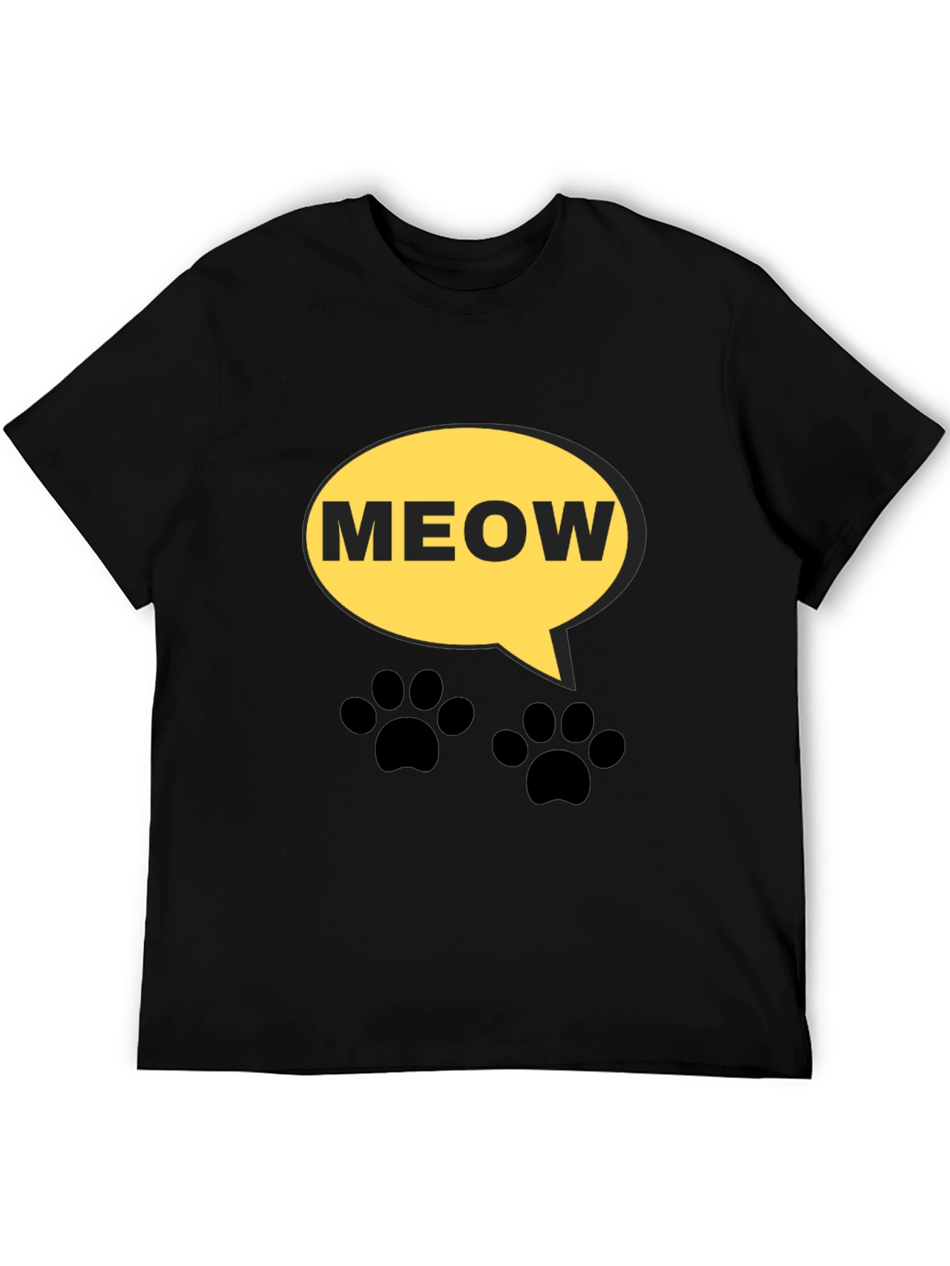 Black Meow Cat Lover T-Shirt - Funny Graphic Tee view 5
