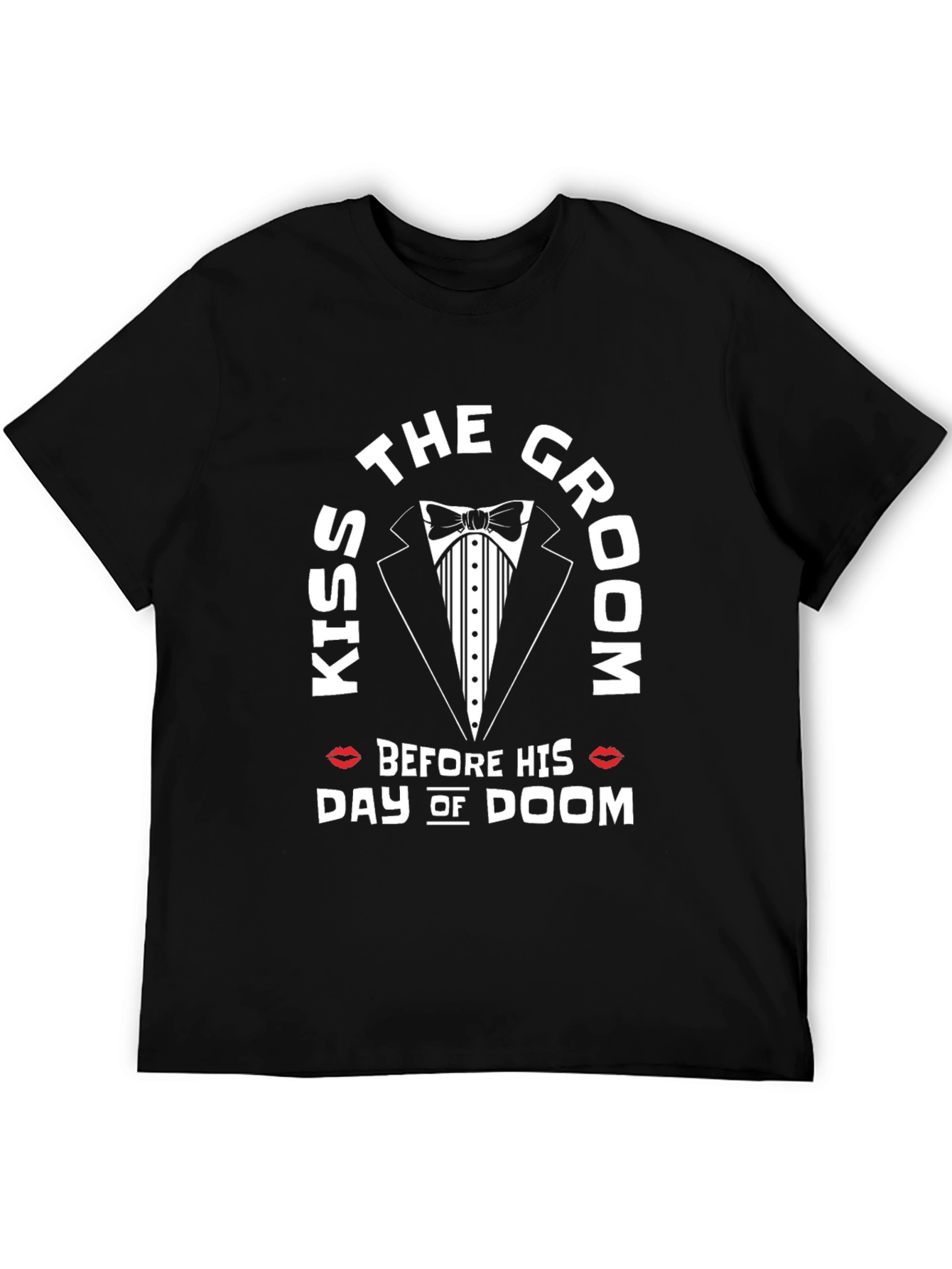 Black Kiss the Groom T-Shirt - Bachelor Party Wedding Tee view 5