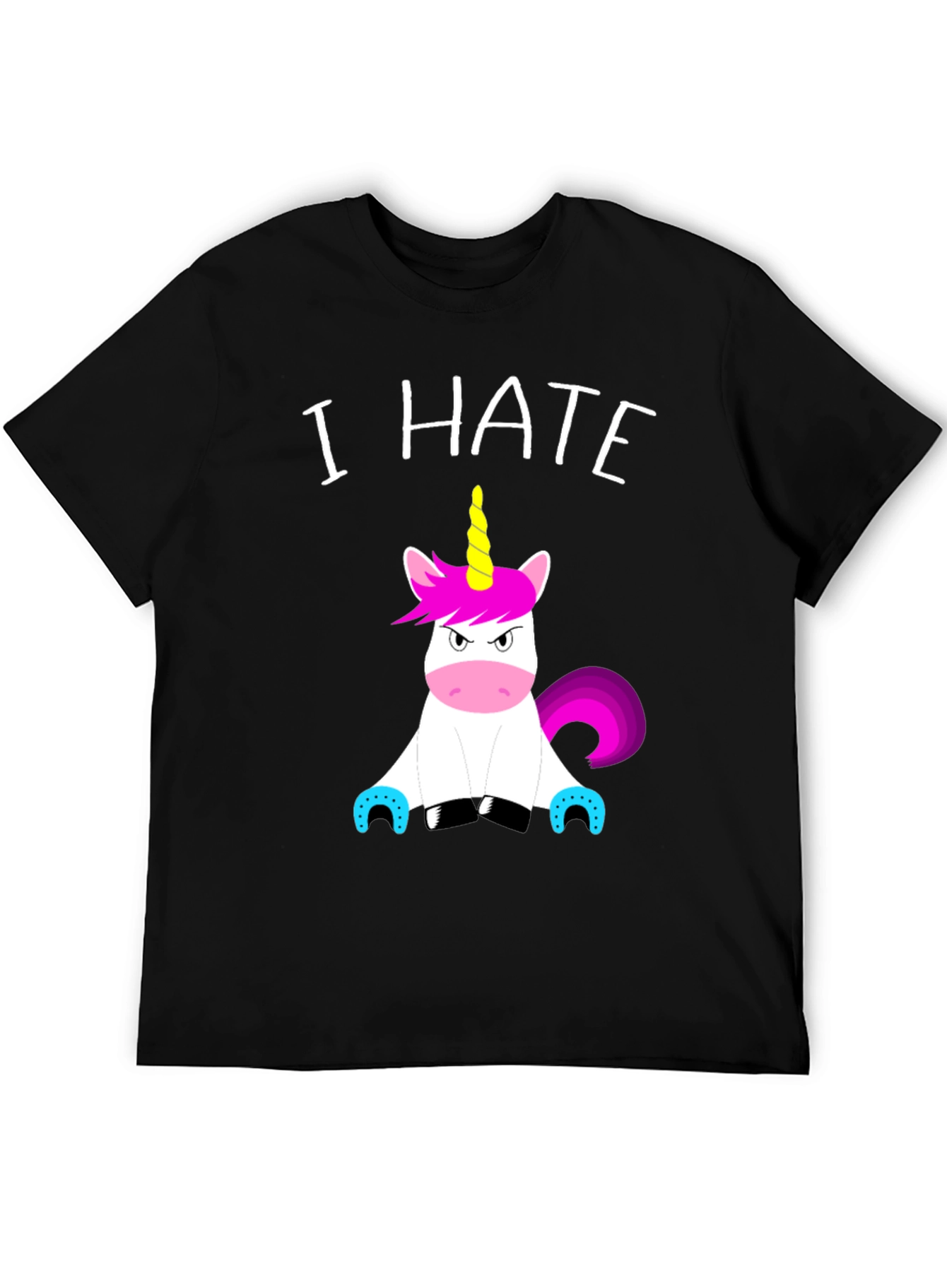 Black I Hate Unicorns Graphic Tee - Funny Sarcastic Shirt view 5