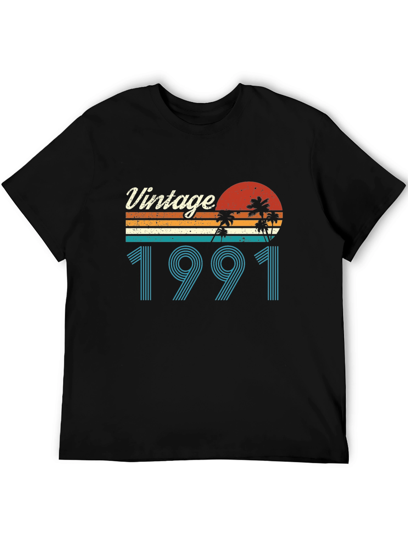 Black Vintage 1991 T-Shirt Retro Palm Tree Graphic Tee view 5