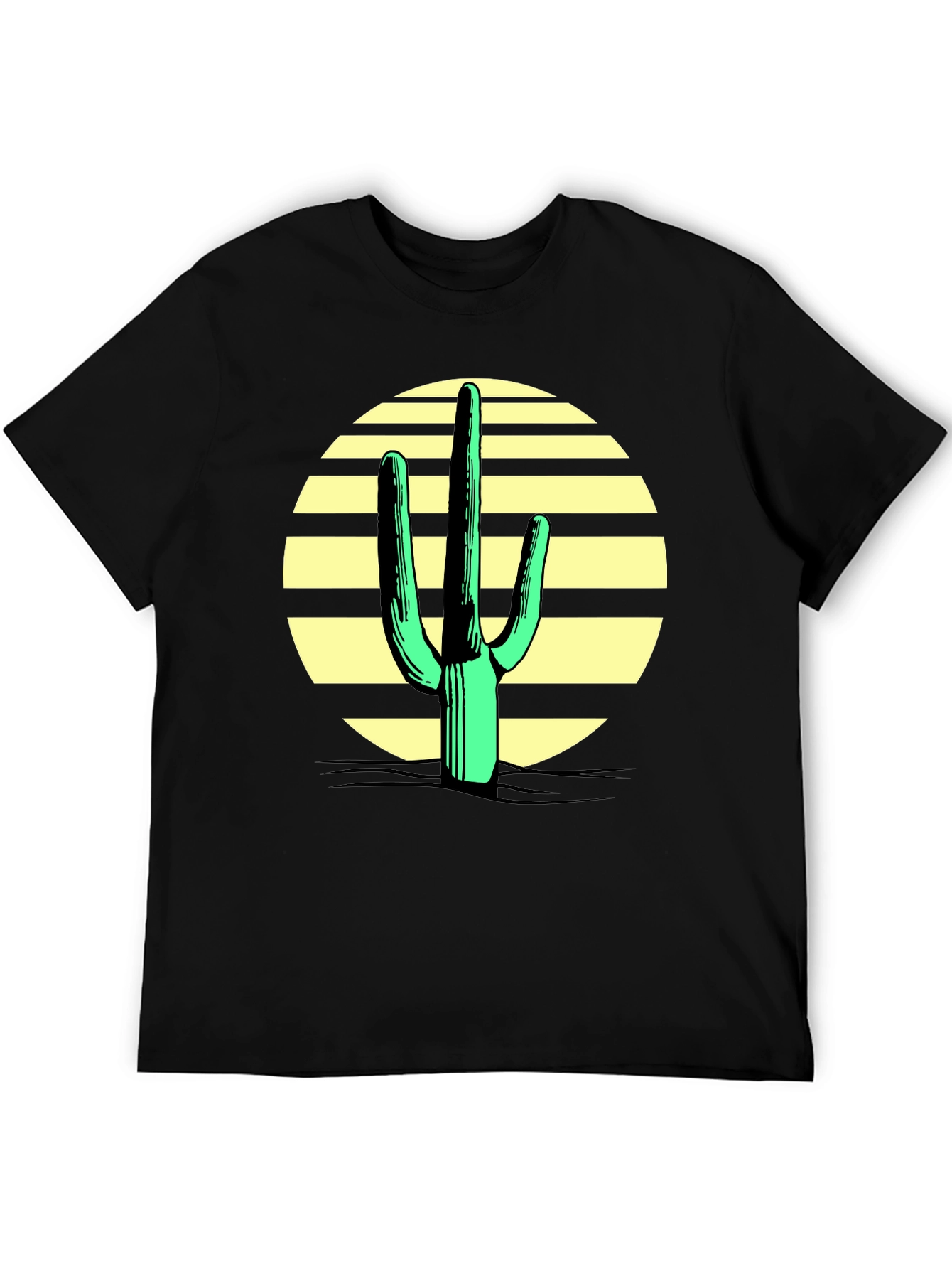 Black Cactus Sunset Graphic Tee - Black Cotton Blend view 5