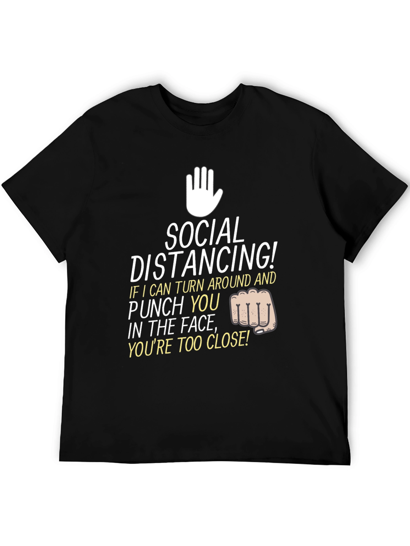 Black Social Distancing Punch T-Shirt view 5