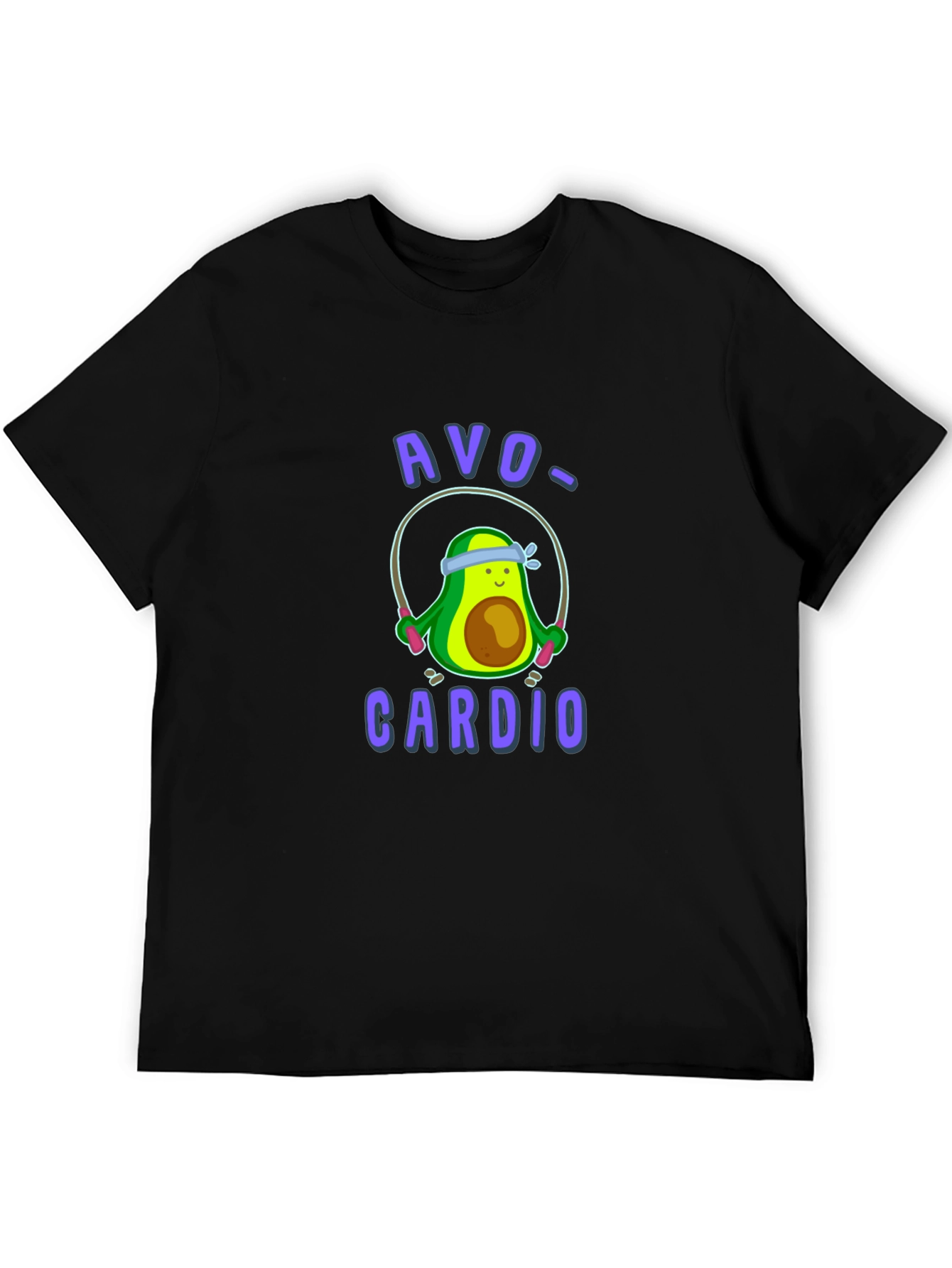 Black Avo-Cardio Funny Avocado Workout T-Shirt view 5