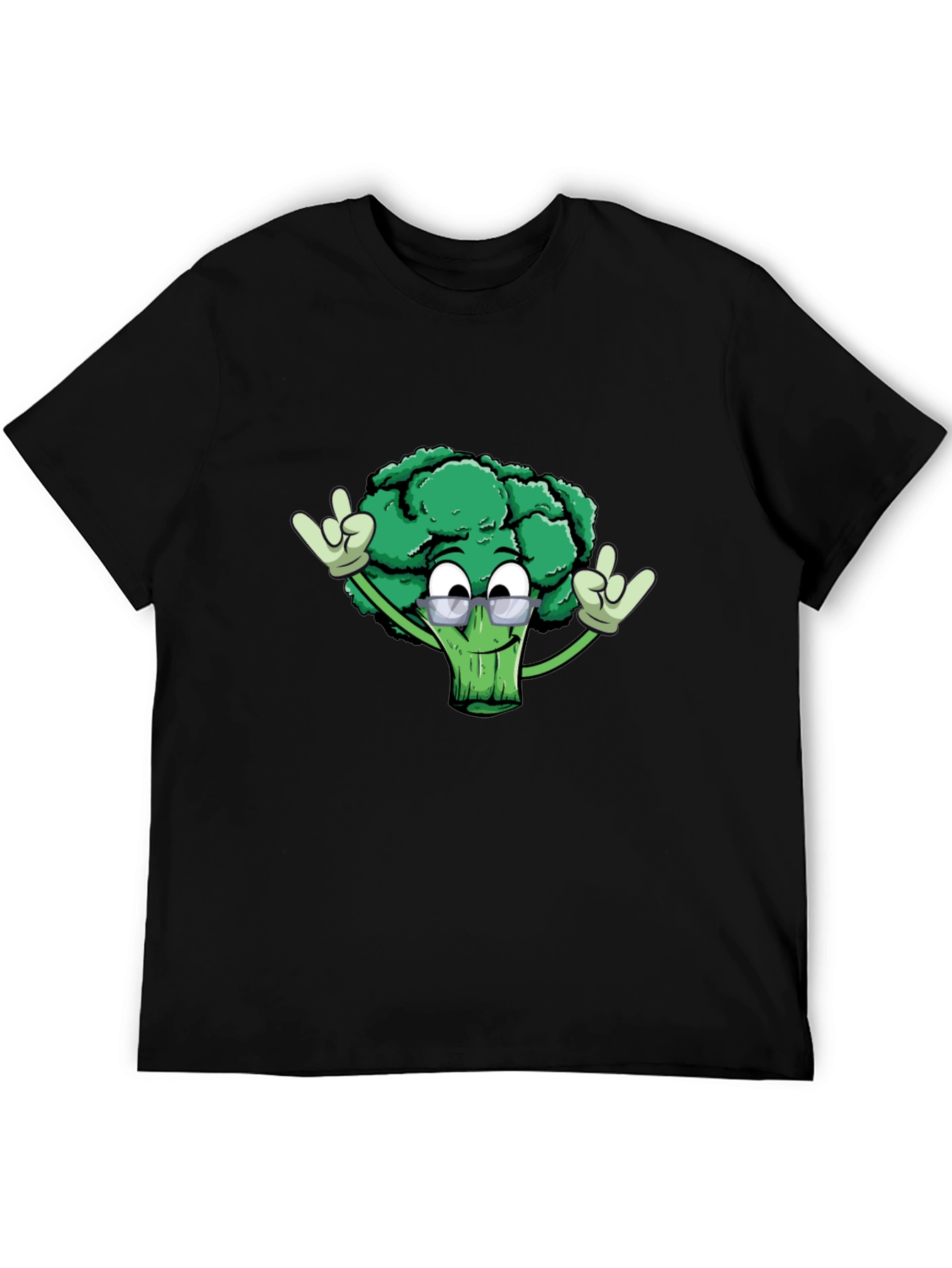 Black Cool Broccoli Graphic Tee - Black Cotton Blend view 5