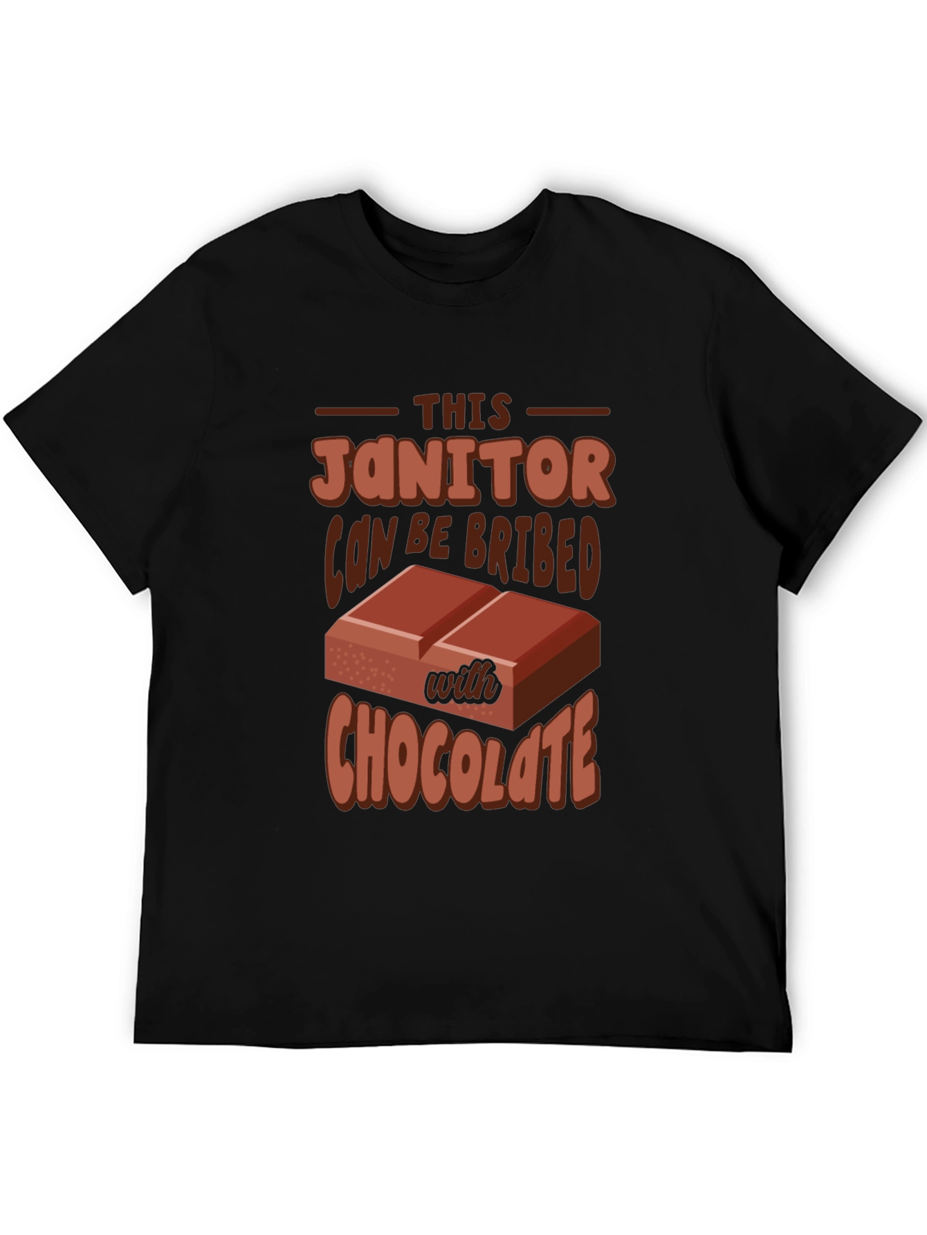 Black Funny Janitor Chocolate Bribe T-Shirt view 5