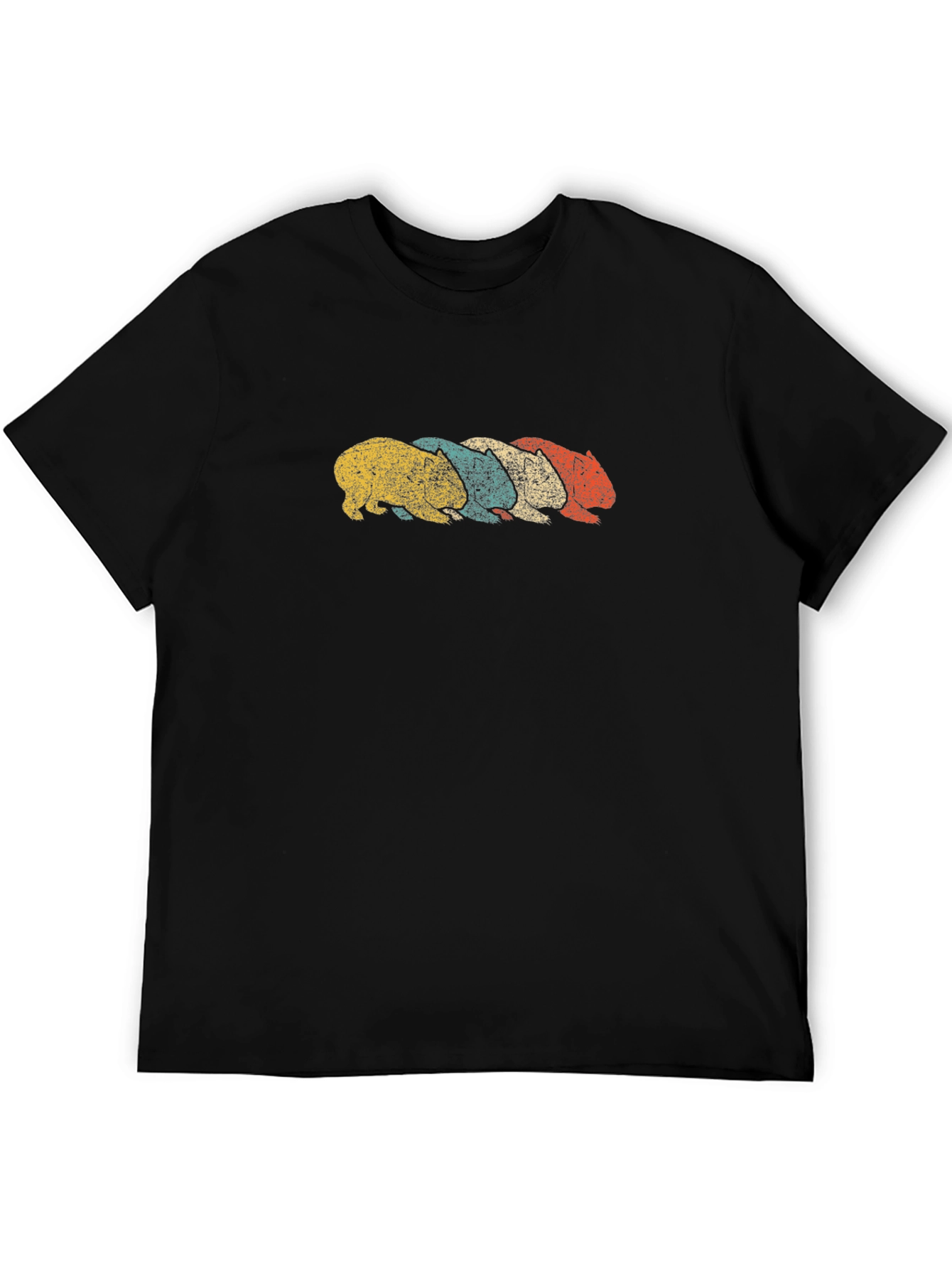 Black Retro Wombat T-Shirt - Vintage Style Animal Tee view 5