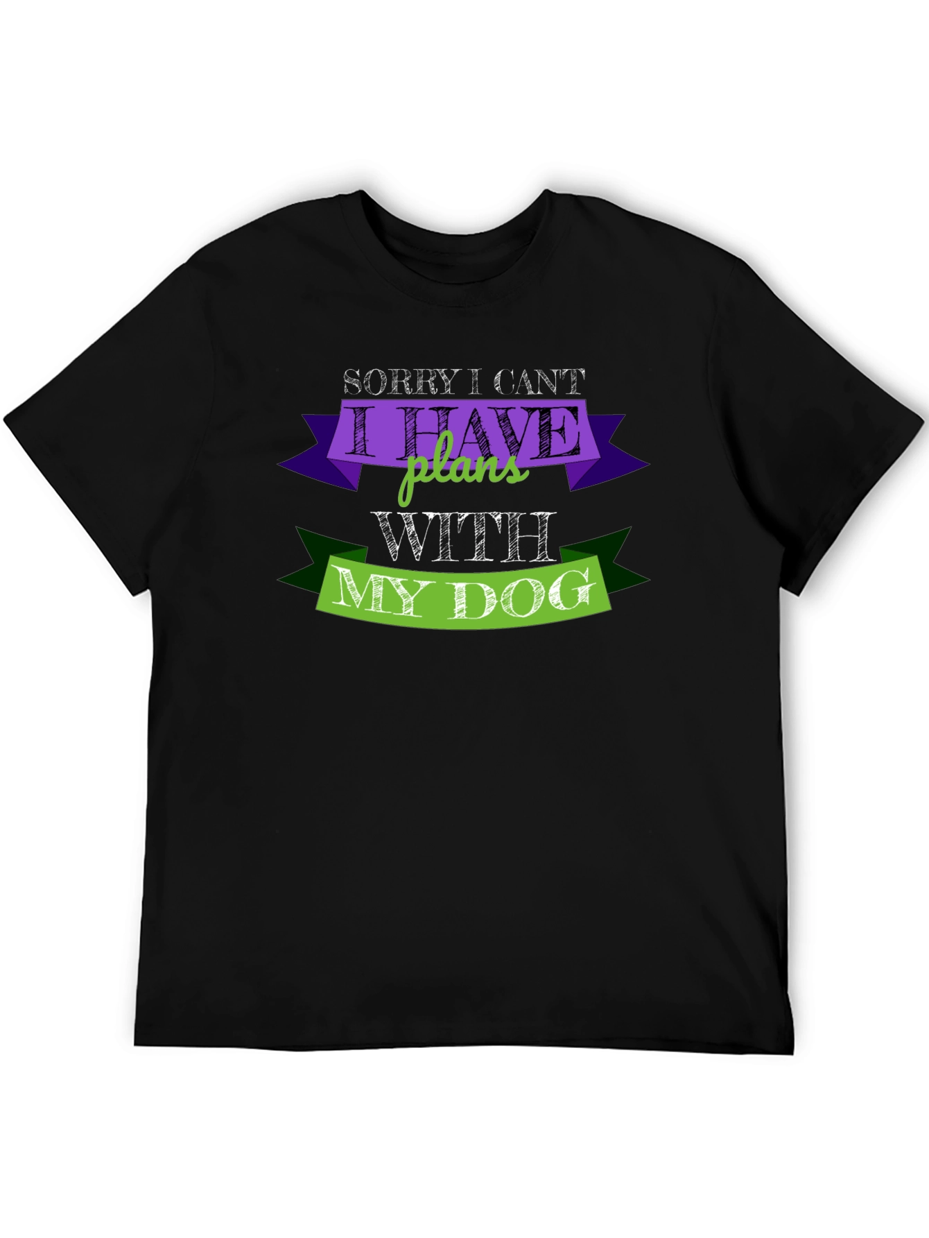 Black Dog Lover T-Shirt: Sorry I Can't Plans With My Dog Black Tee view 5
