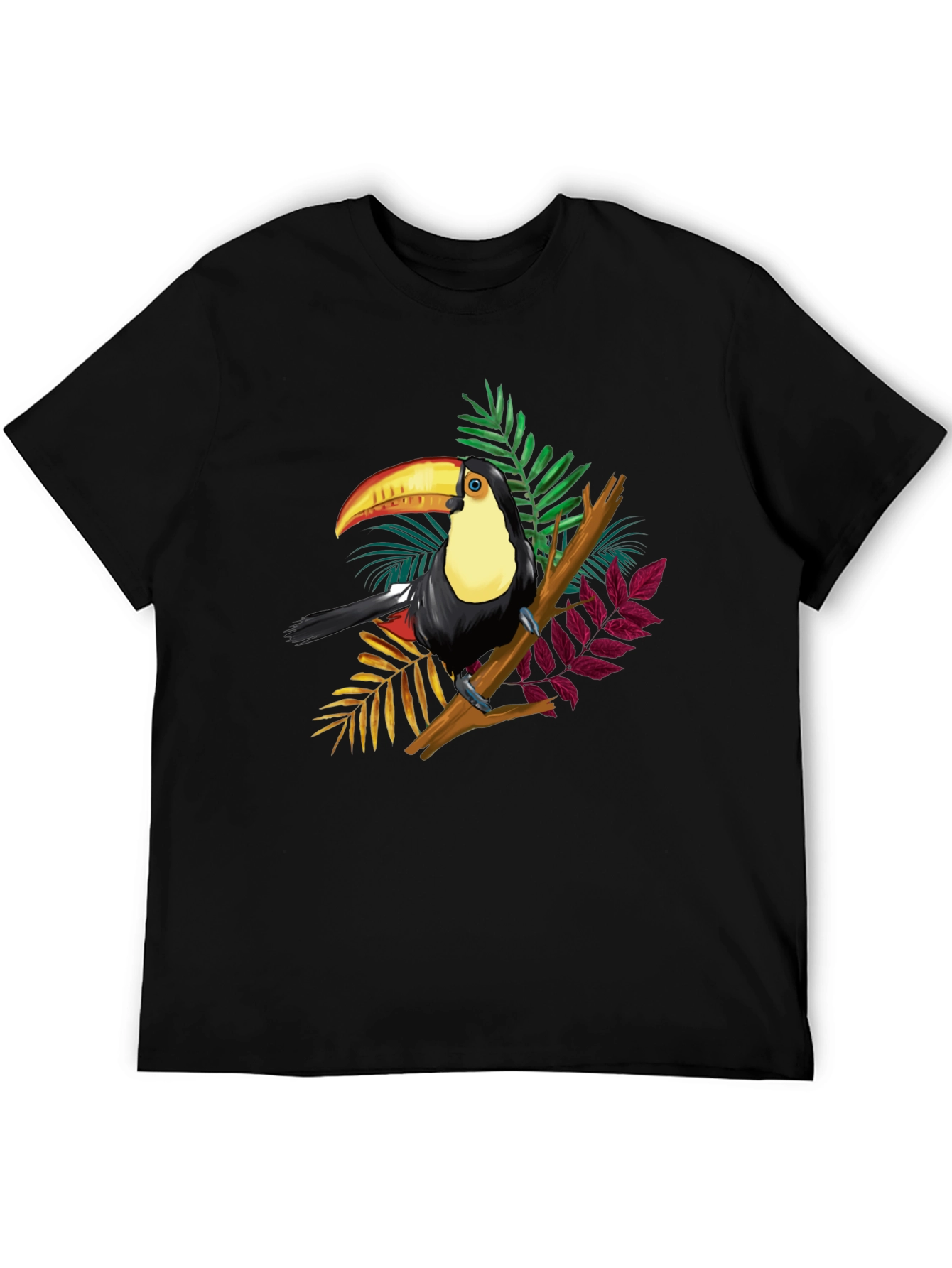 Black Toucan Graphic Tee - Tropical Bird Black T-Shirt view 5
