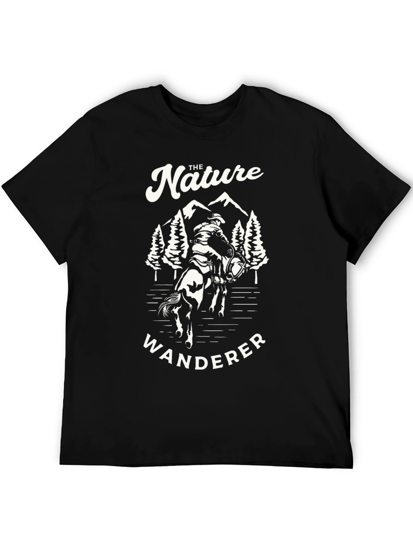 Black Nature Wanderer Graphic Tee - Cowboy Horseback Ride view 5