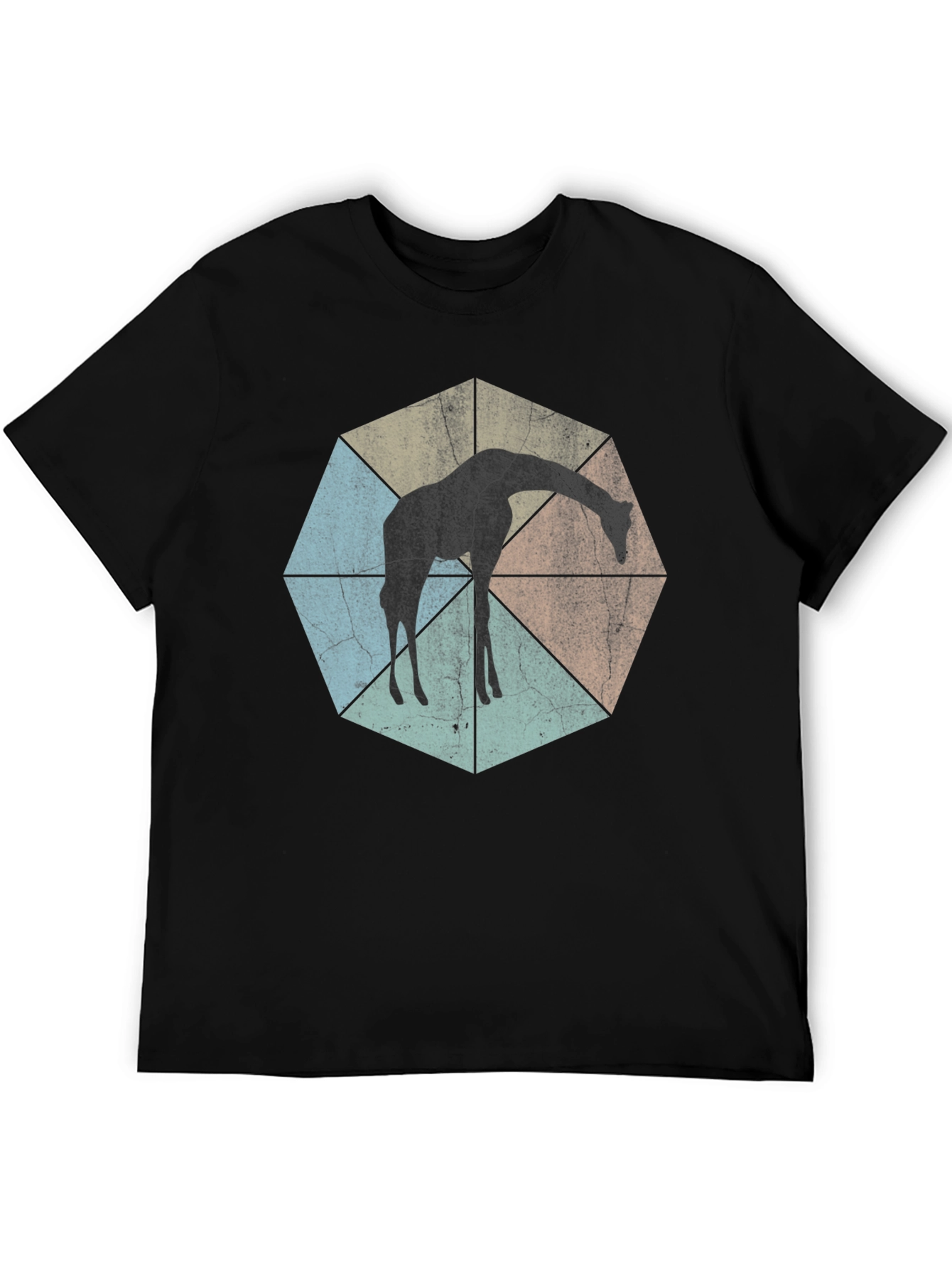 Black Geometric Giraffe T-Shirt - Unisex Black Tee view 5