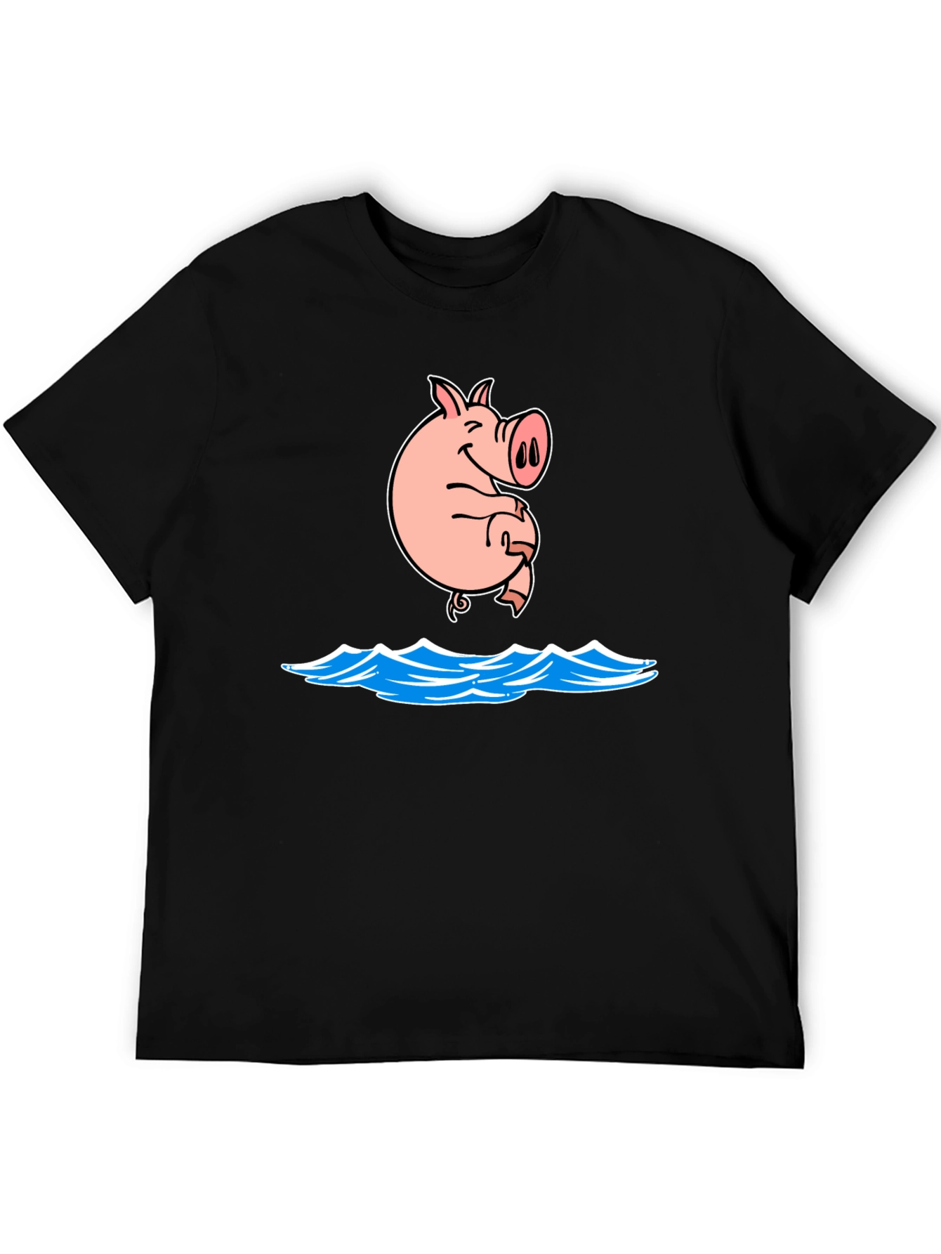 Black Pig Swimming T-Shirt Funny Graphic Tee view 5