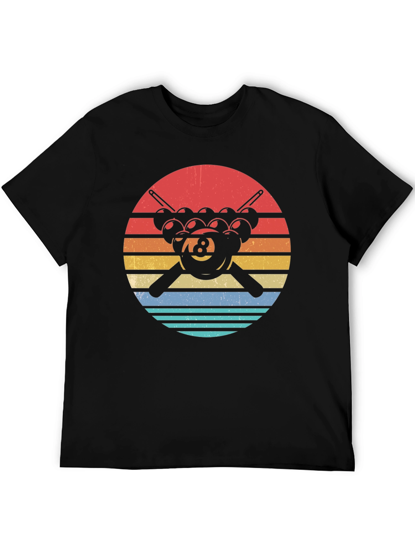Black Retro 8 Ball Pool T-Shirt view 5