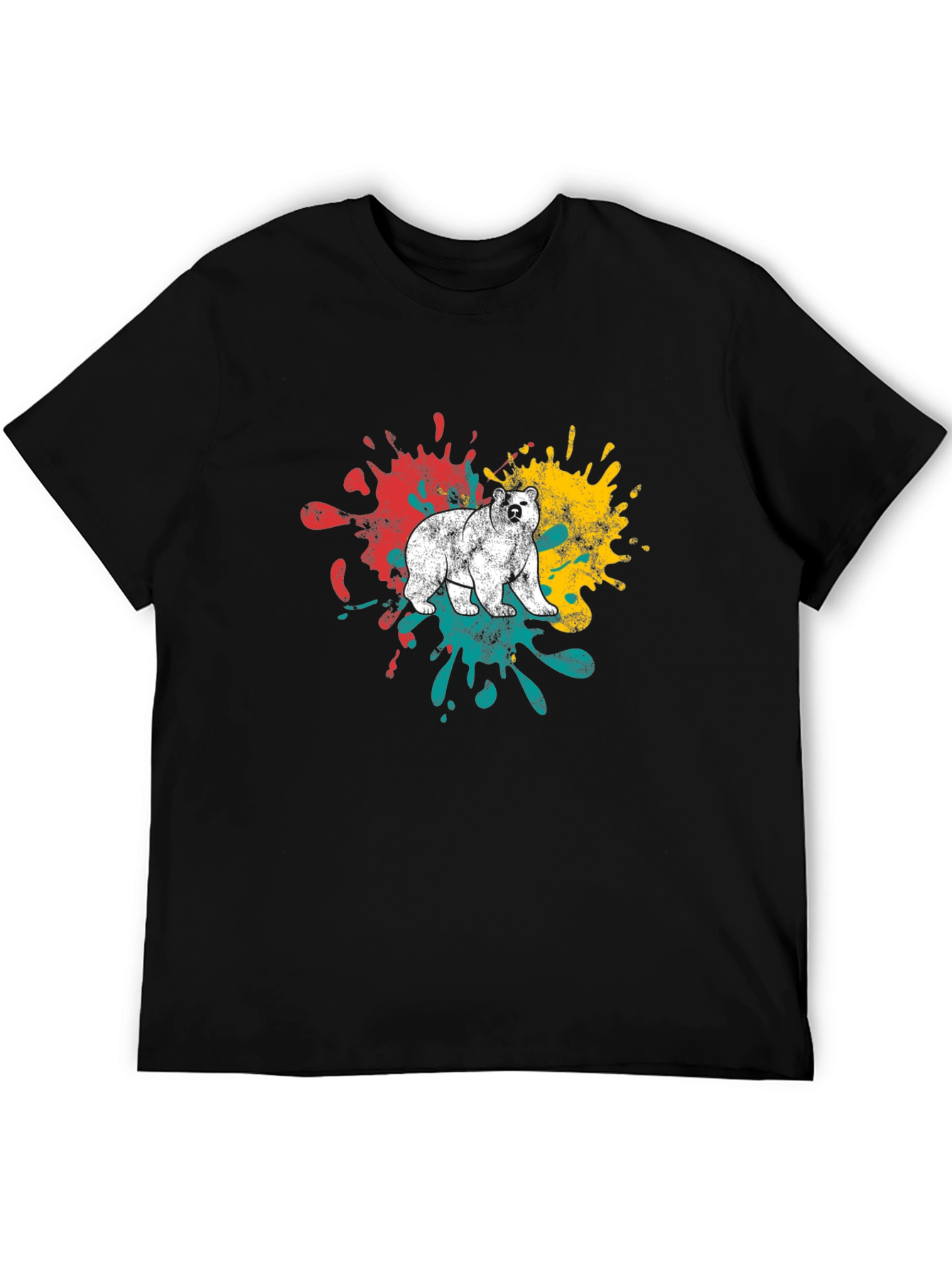 Black Bear Splatter Graphic Tee - Men's Black T-Shirt view 5