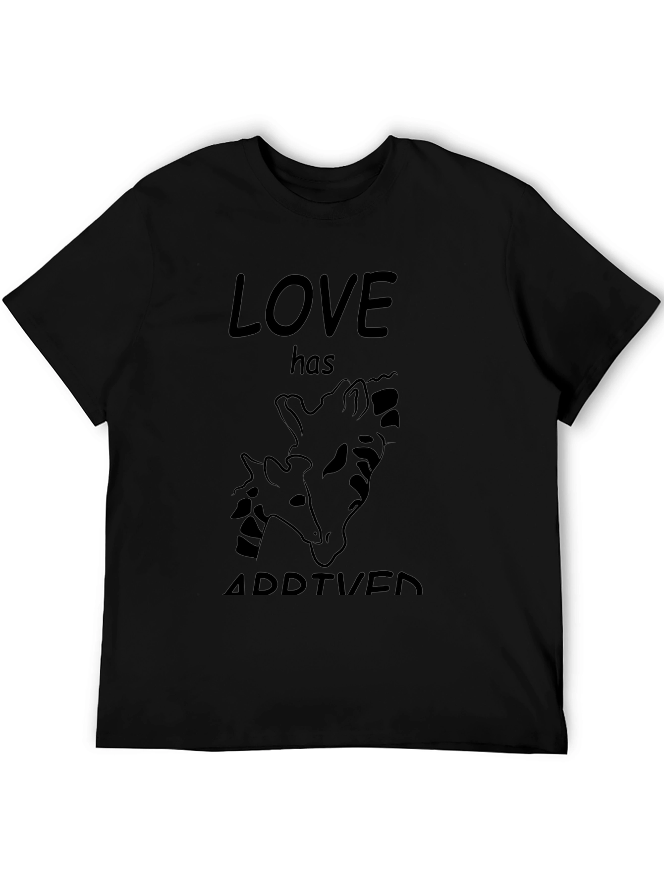 Black Love Giraffe Tee - Black Cotton Blend Graphic T-Shirt view 5