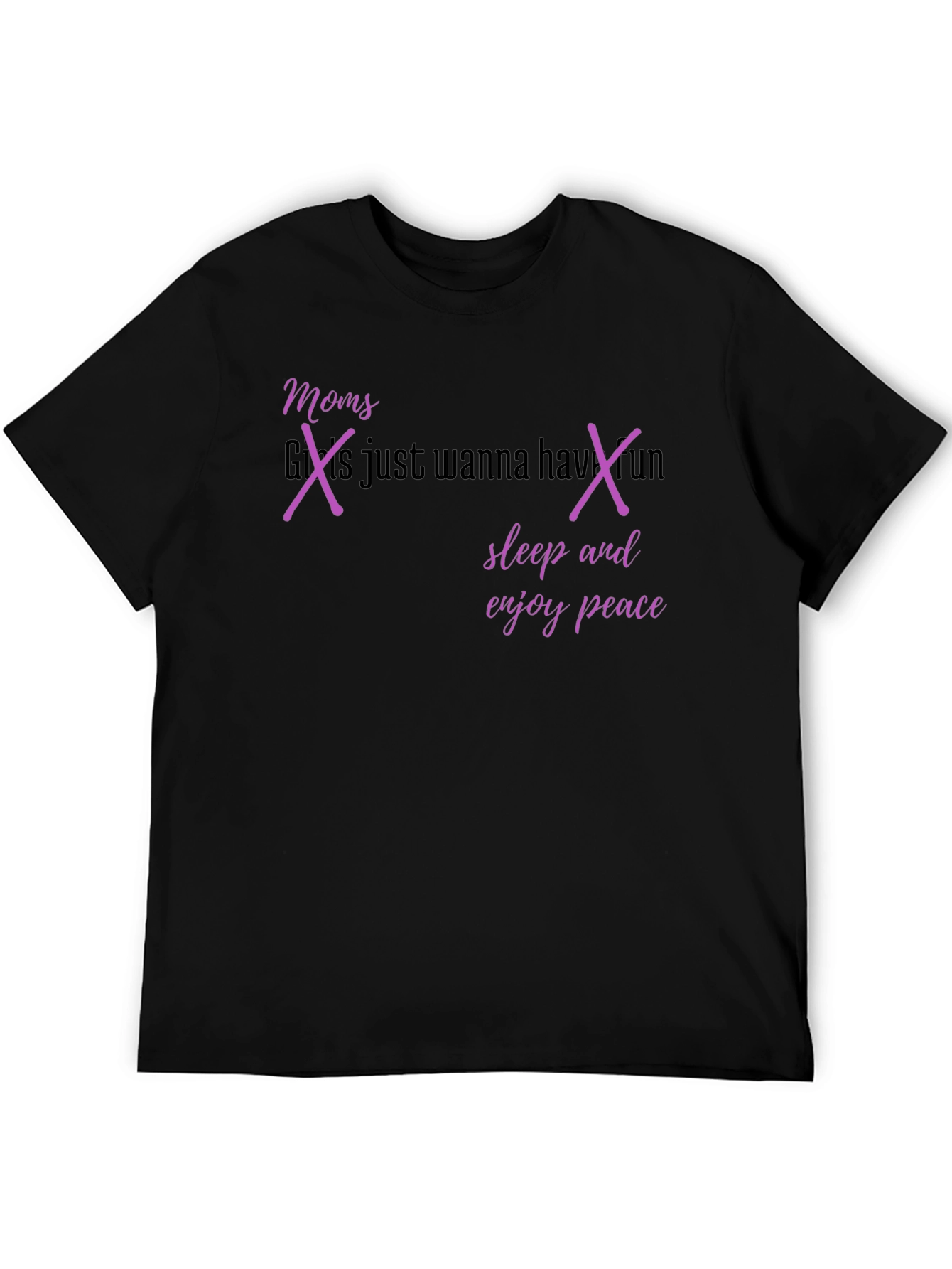 Black Moms Wanna Sleep & Peace T-Shirt - Fun Graphic Tee view 5