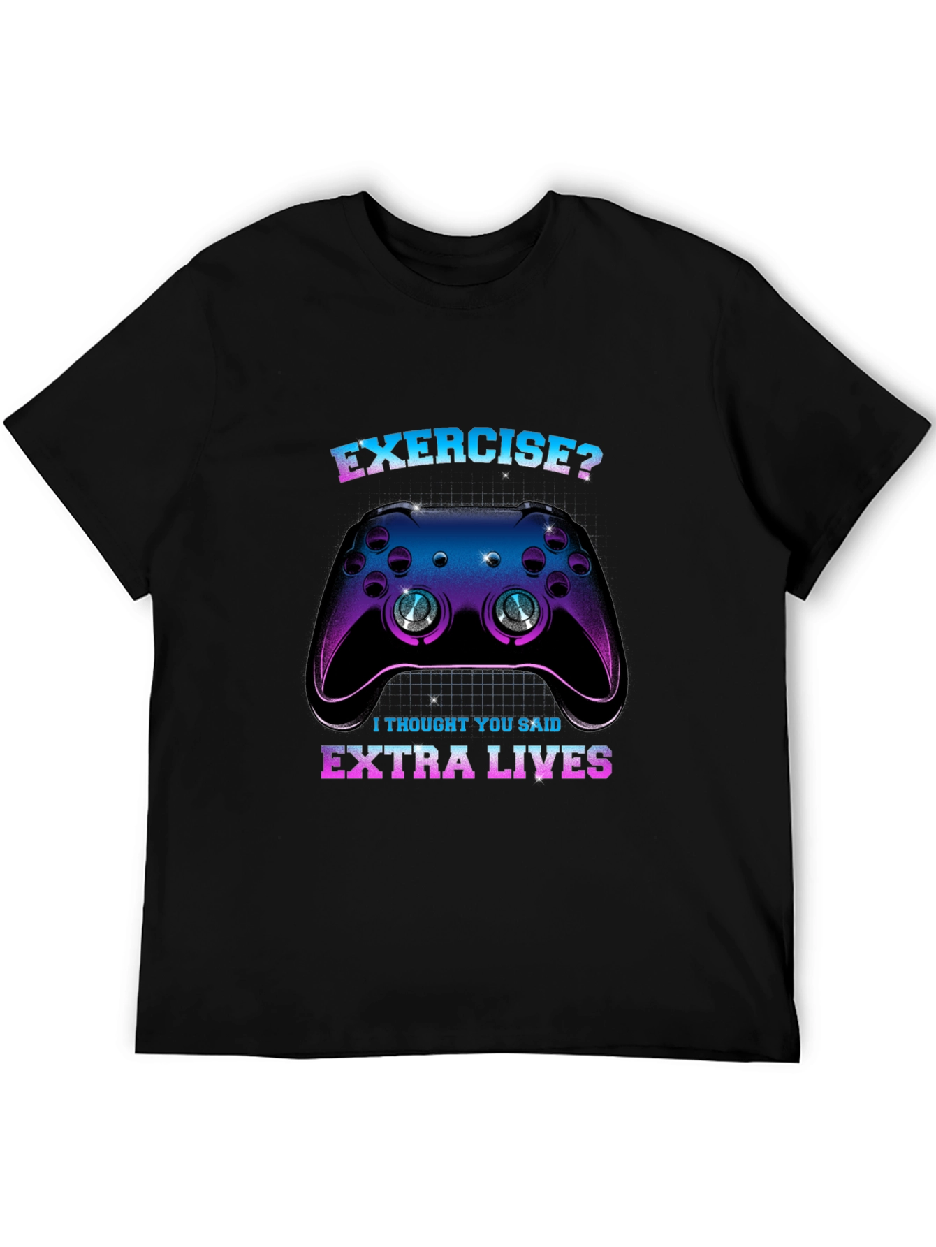 Black Funny Gamer T-Shirt: Exercise? Extra Lives! view 5