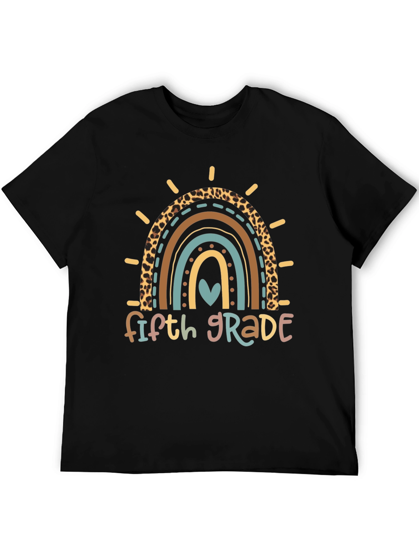 Black Fifth Grade Rainbow Heart T-Shirt view 5