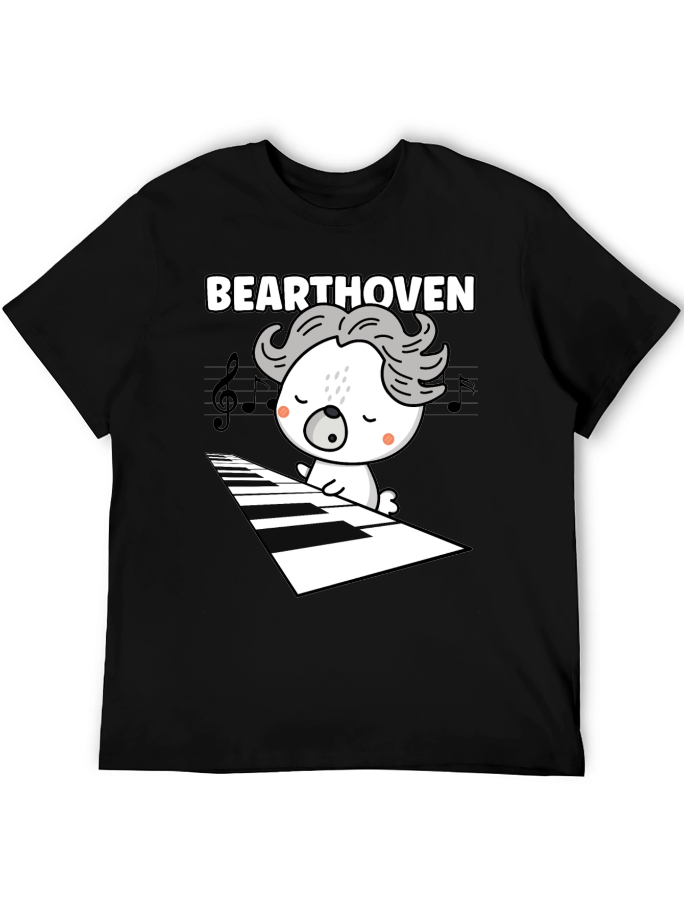 Black Bearthoven Music Lover Graphic Tee view 5