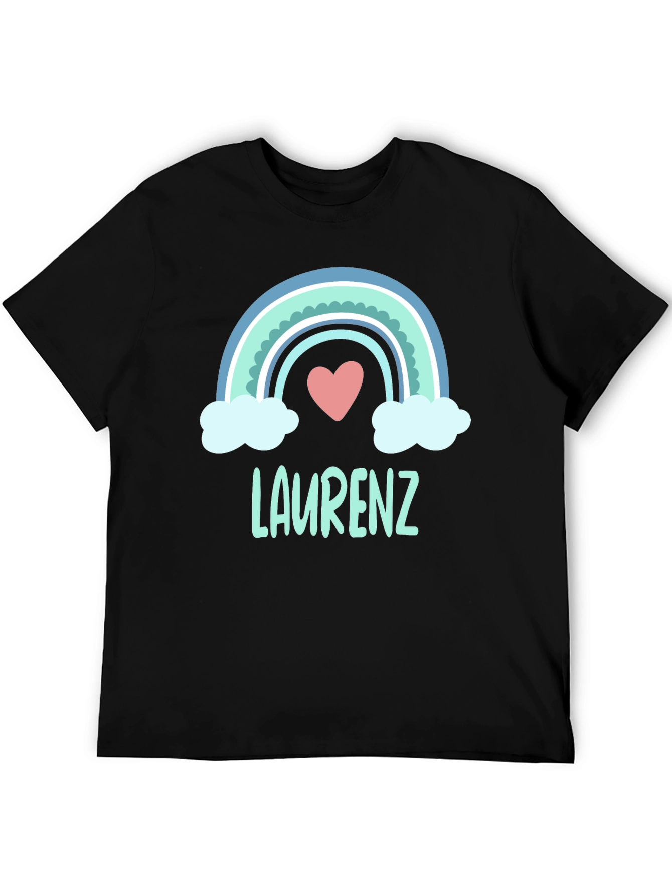 Black Personalized Rainbow Heart Tee - "Laurenz" Kids view 5
