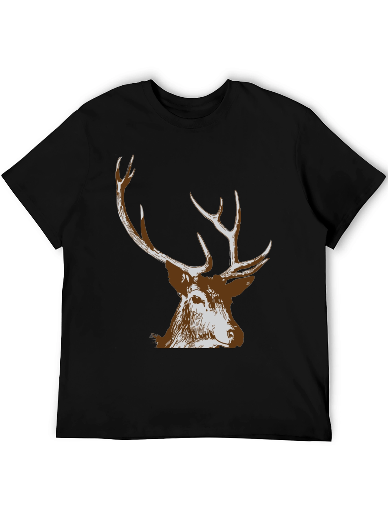 Black Men's Black Deer Graphic T-Shirt view 5
