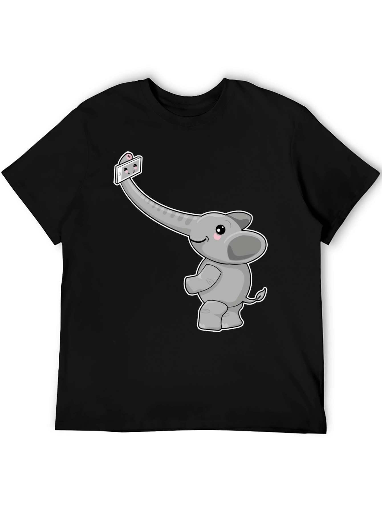 Black Elephant Selfie Graphic Tee - Cute Animal Shirt view 5