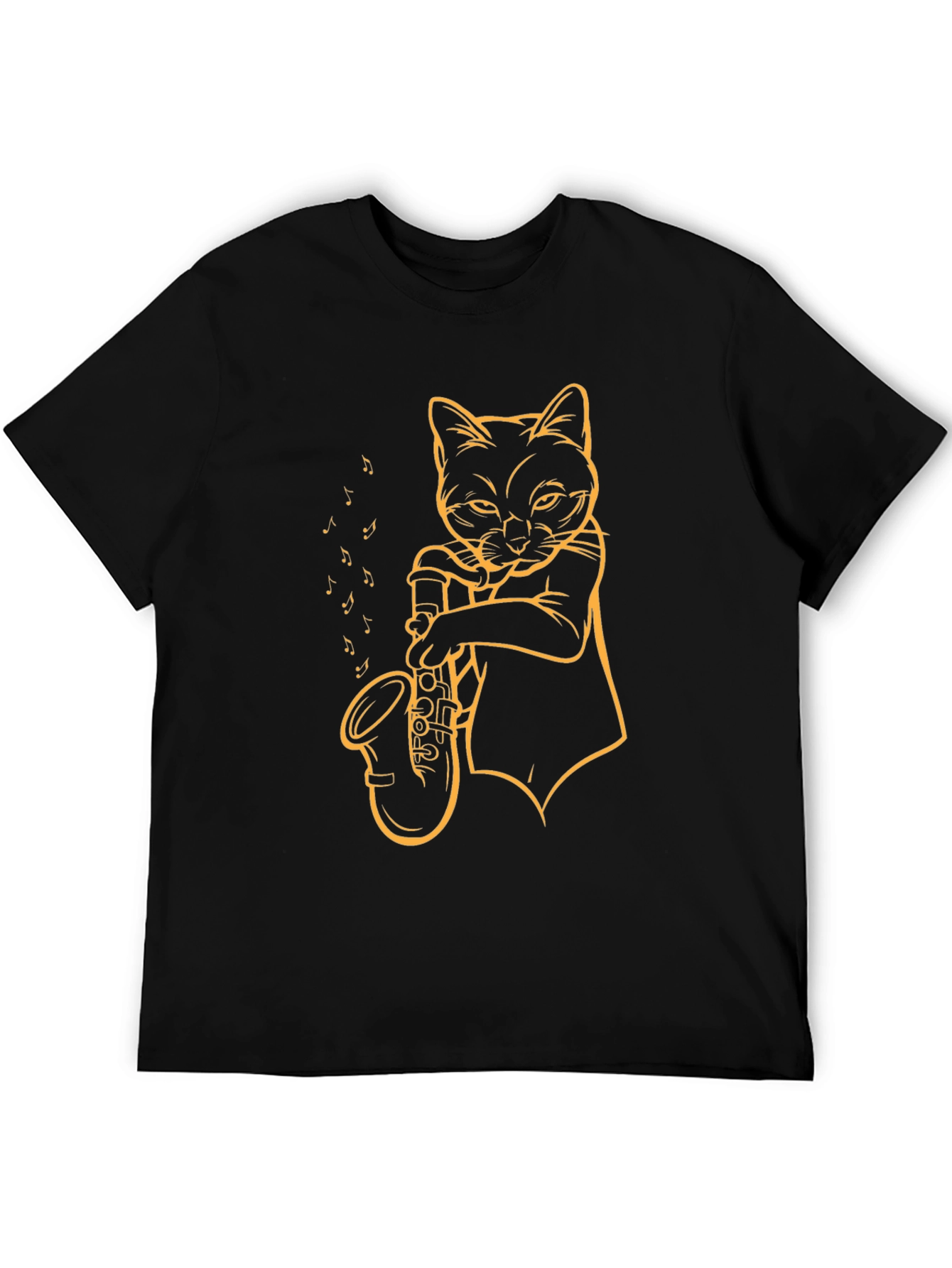Black Cat Saxophone T-Shirt - Cool Musician Tee view 5