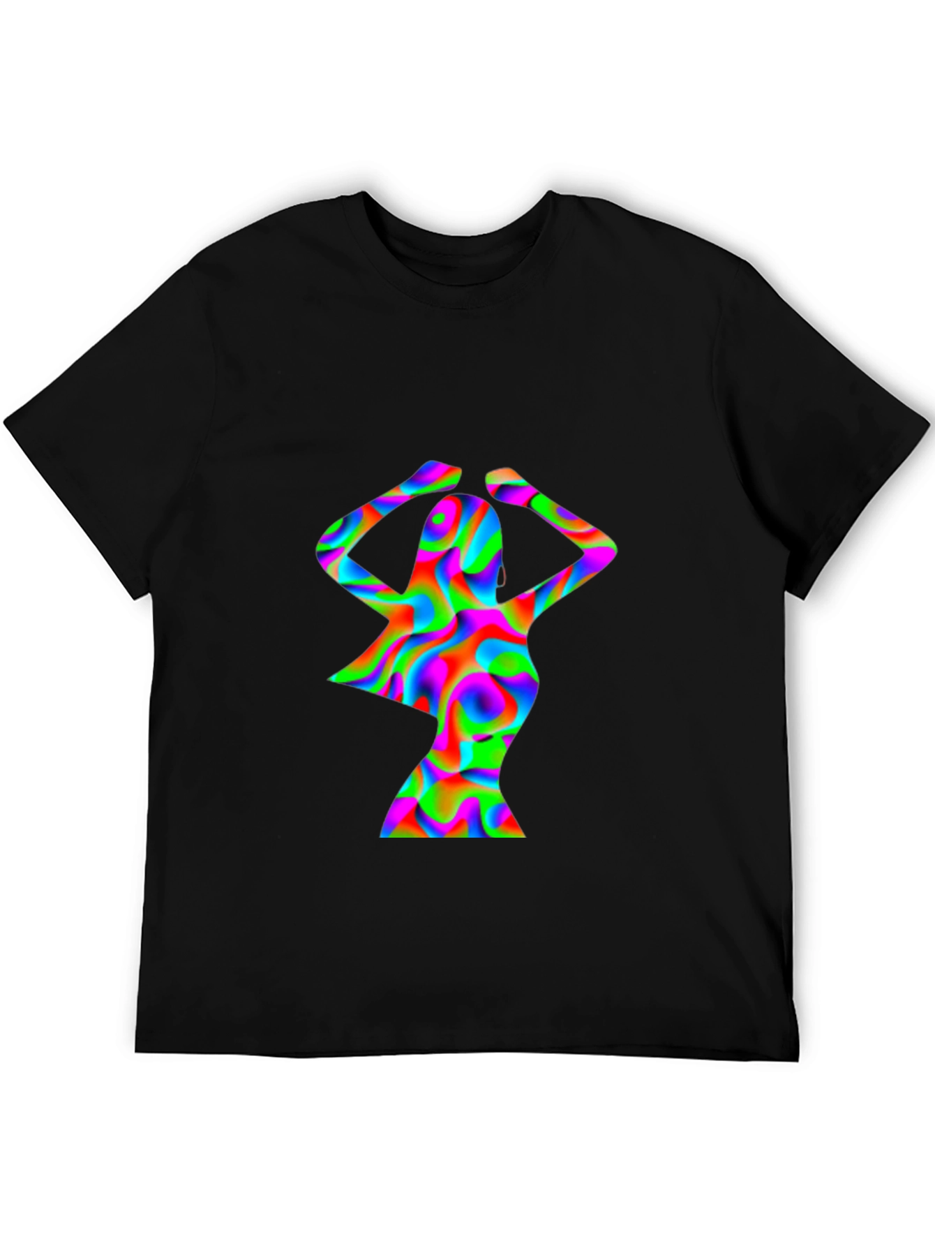 Black Psychedelic Woman Graphic T-Shirt view 5