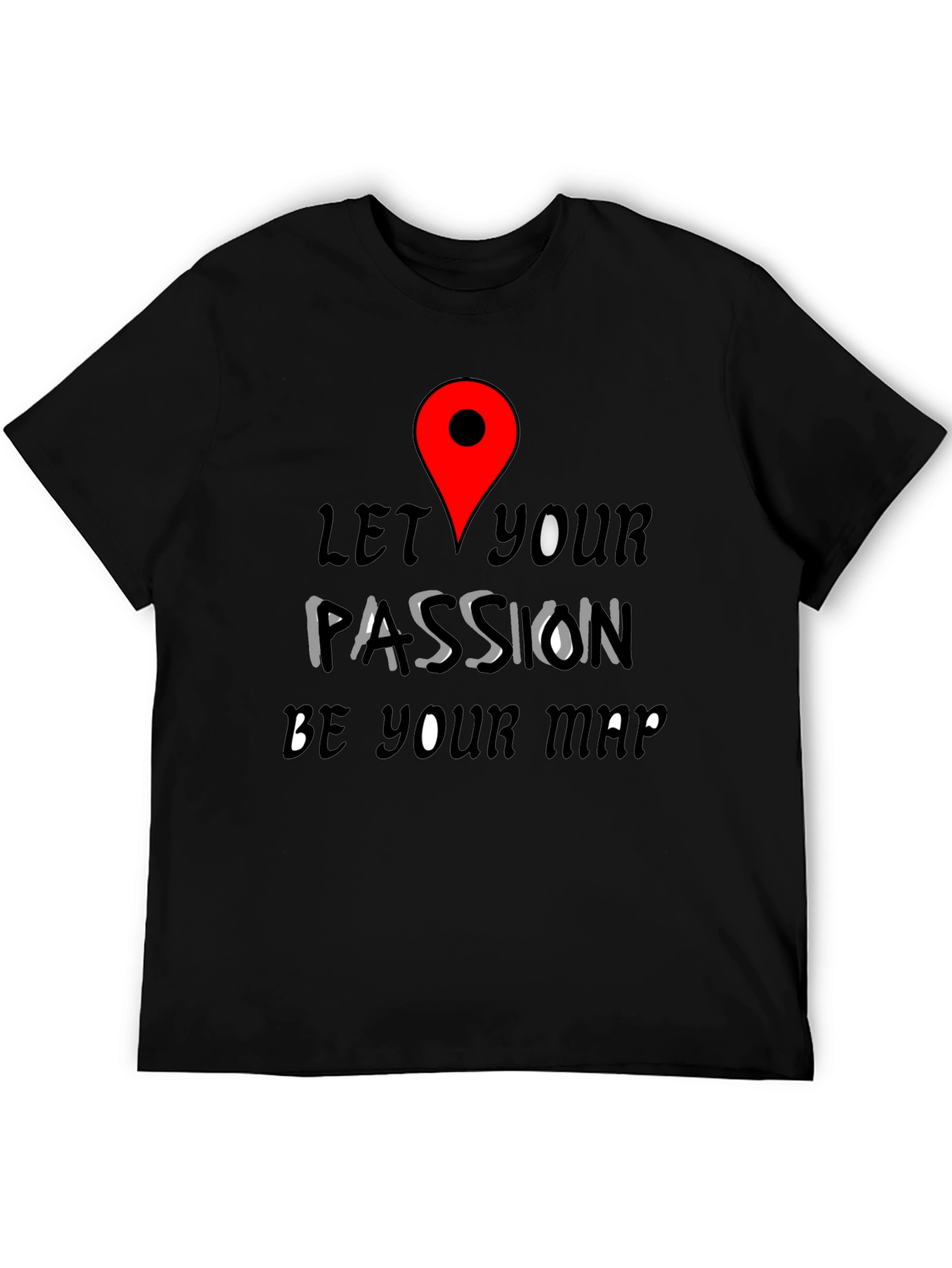 Black Passion Map Tee - Motivational Graphic T-Shirt view 5