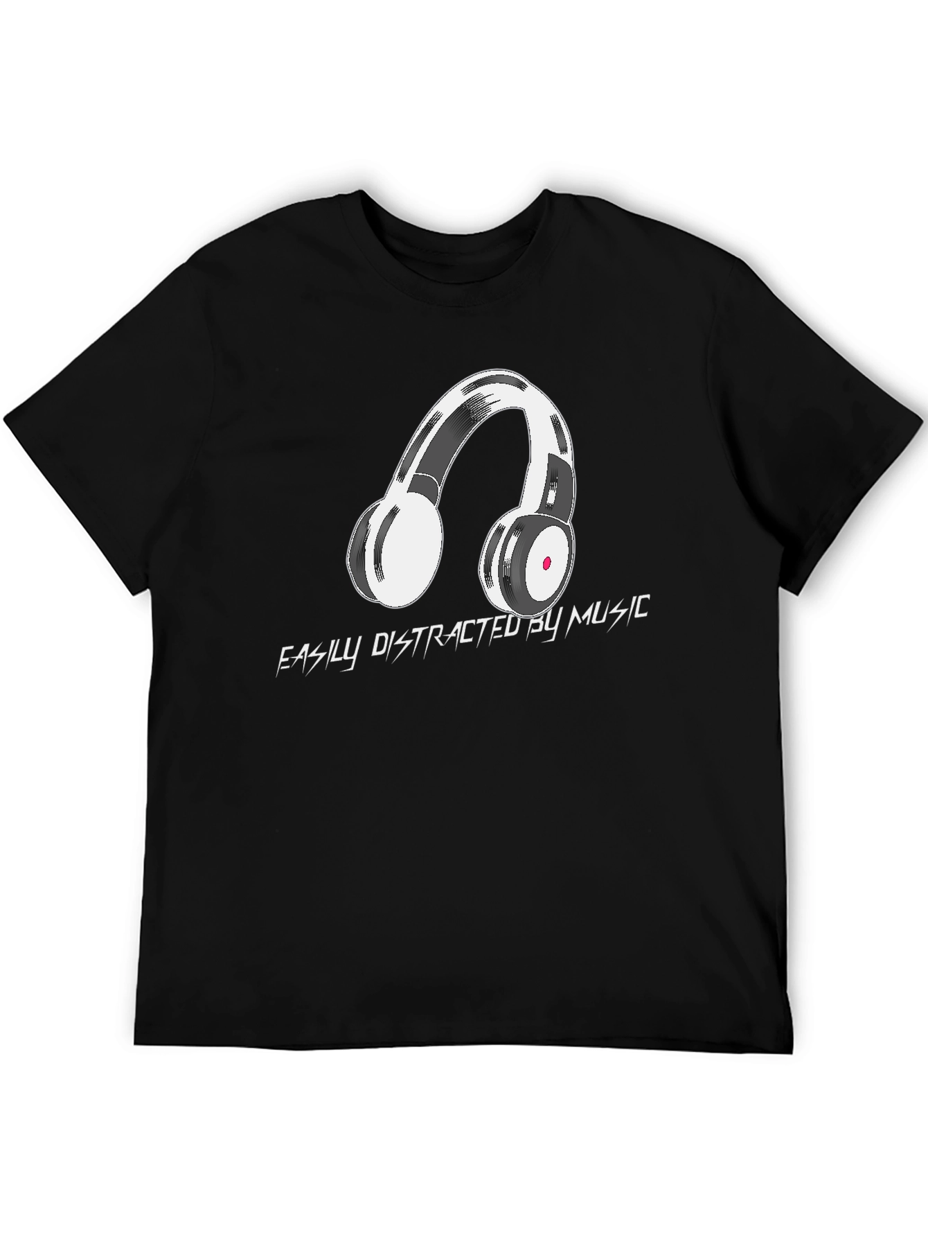 Black Easily Distracted by Music Graphic Tee view 5