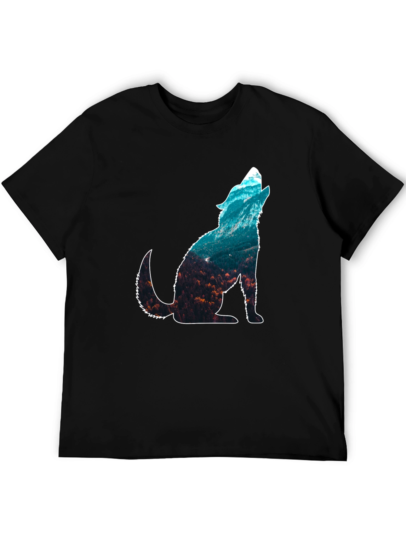 Black Nature Wolf Graphic T-Shirt - Black Cotton Tee view 5