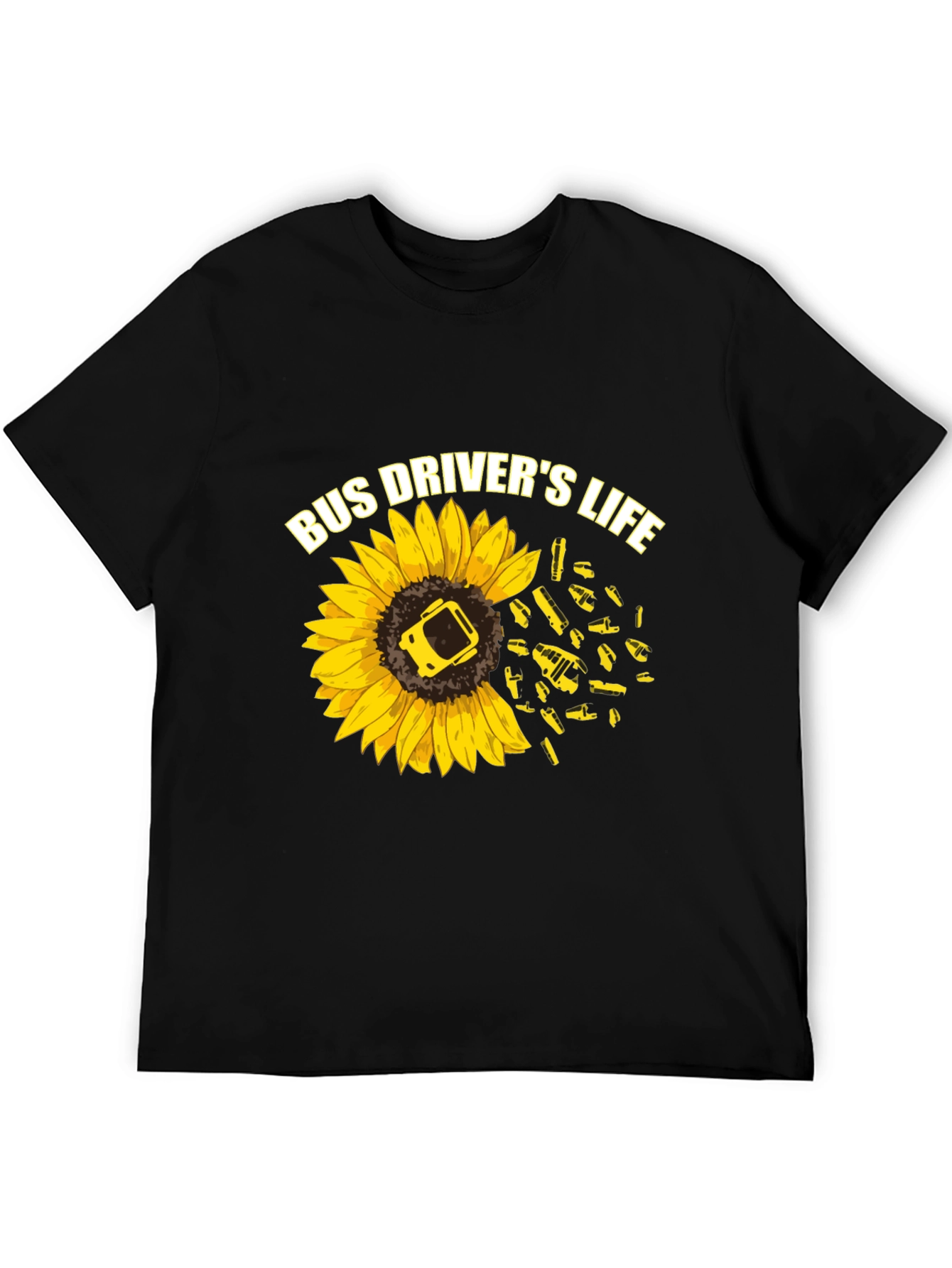 Black Bus Driver's Life Sunflower Graphic T-Shirt view 5