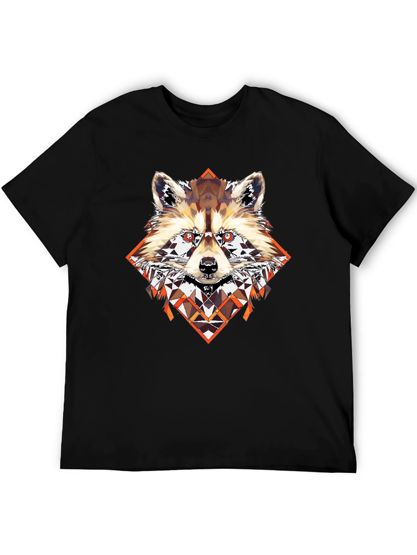 Black Geometric Raccoon Graphic Tee - Cool, Unique Design view 5